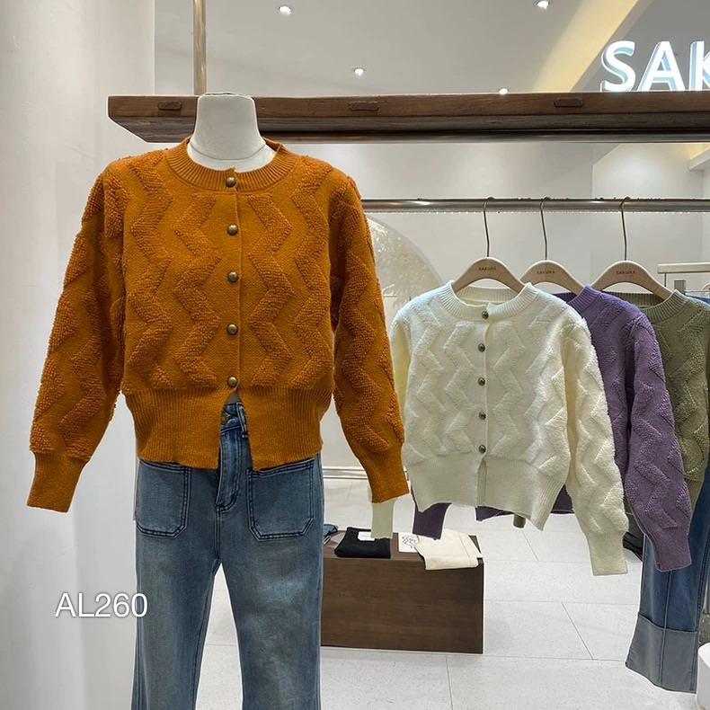 AL260 áo Cardigan len phối sóng dọc