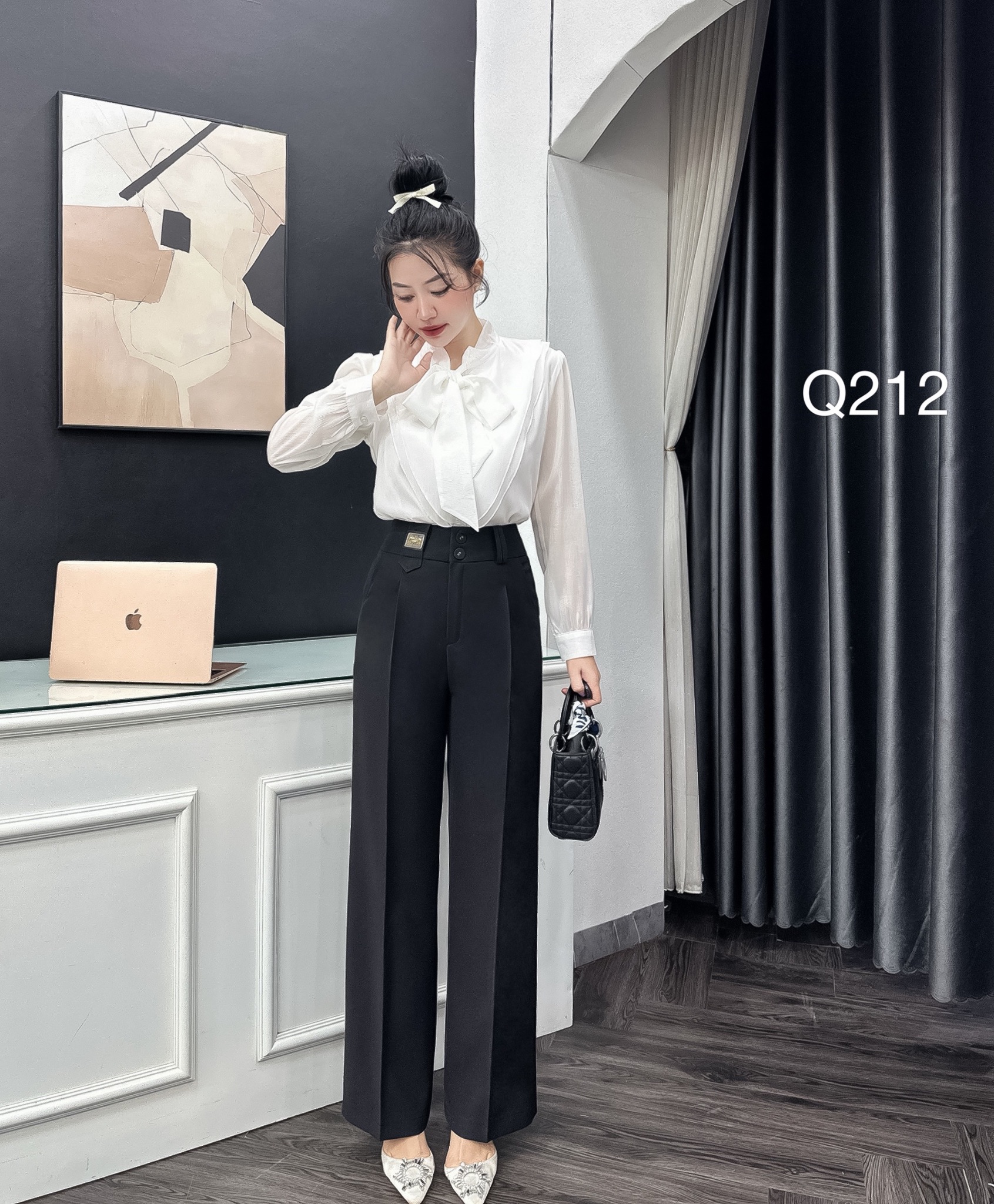 Q212 quần xuông 2 cúc bọc cạp kèm tag