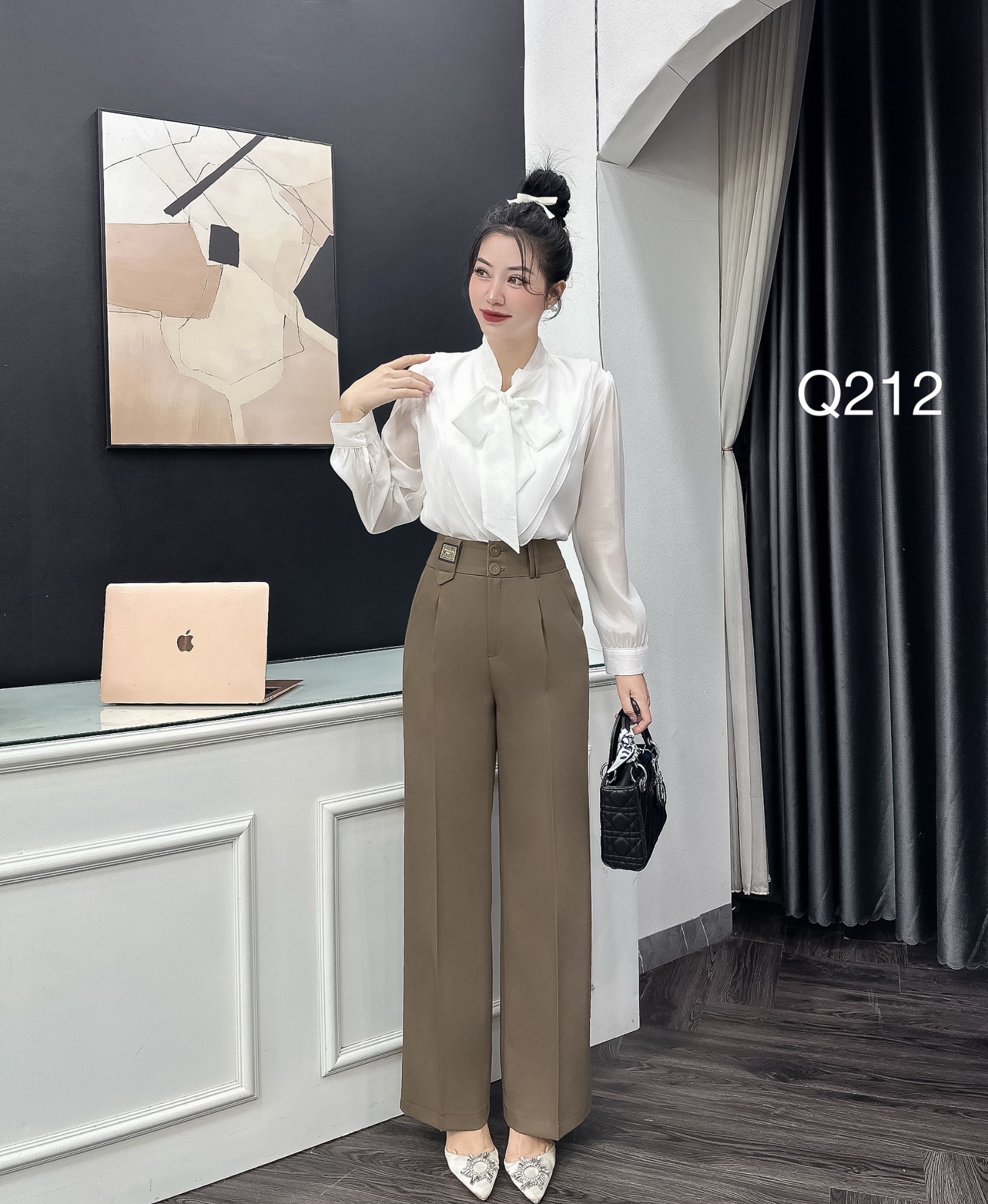 Q212 quần xuông 2 cúc bọc cạp kèm tag