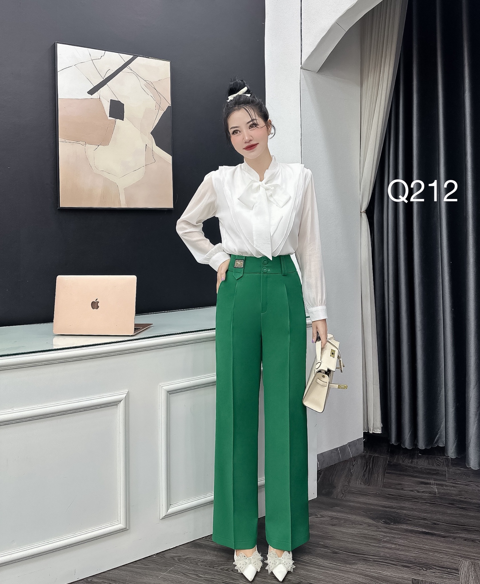 Q212 quần xuông 2 cúc bọc cạp kèm tag