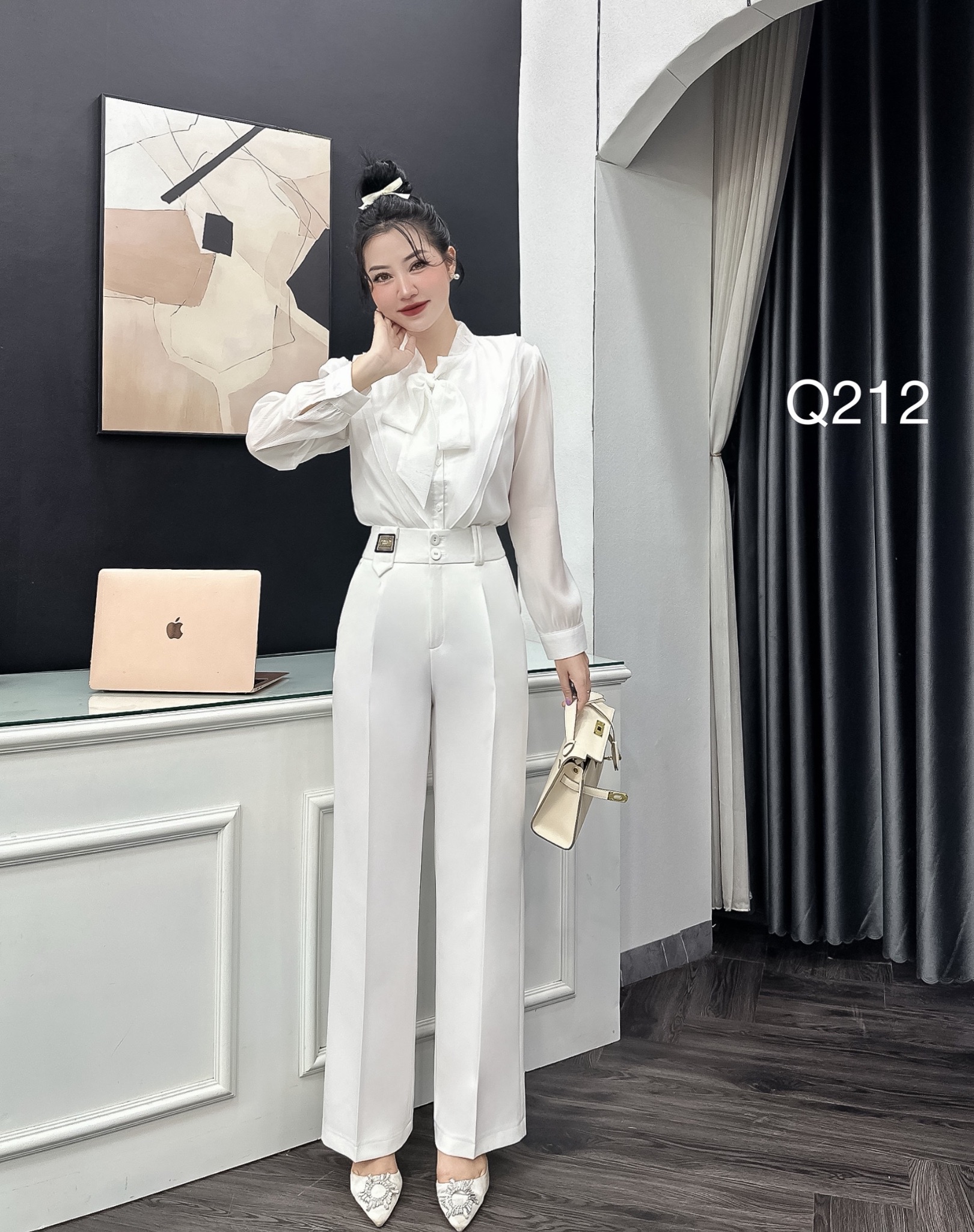 Q212 quần xuông 2 cúc bọc cạp kèm tag