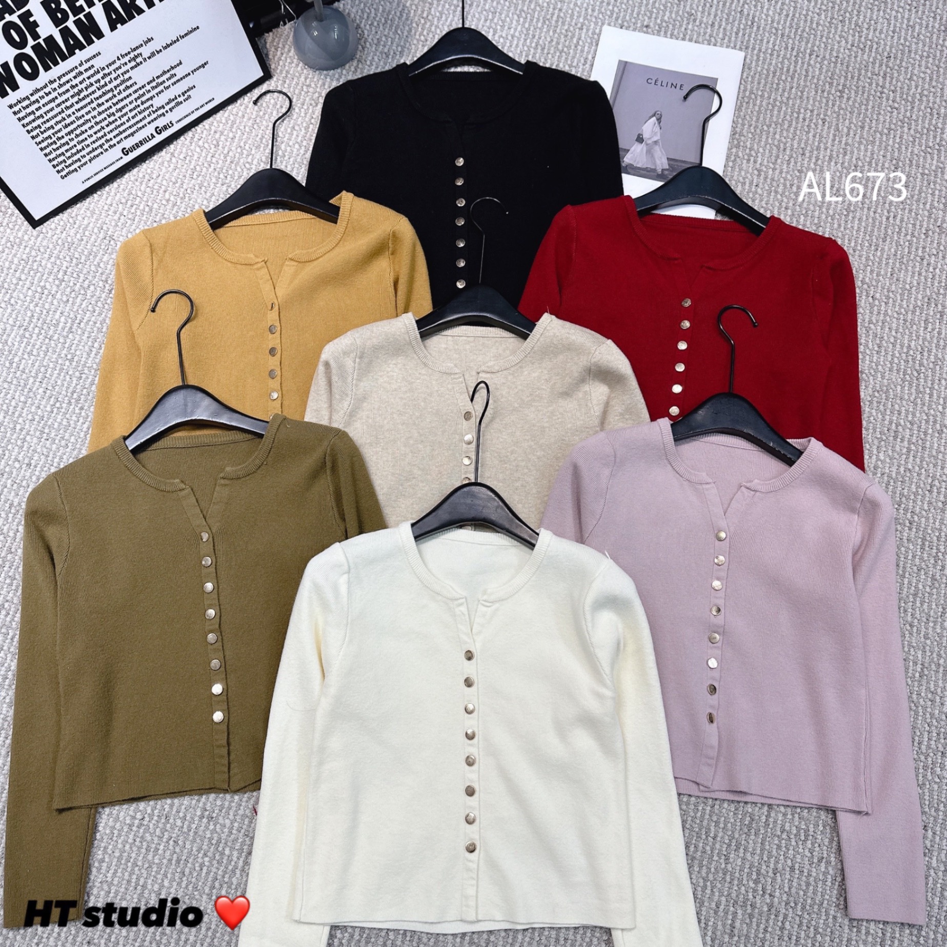 AL673 áo cardigan 8 cúc dọc