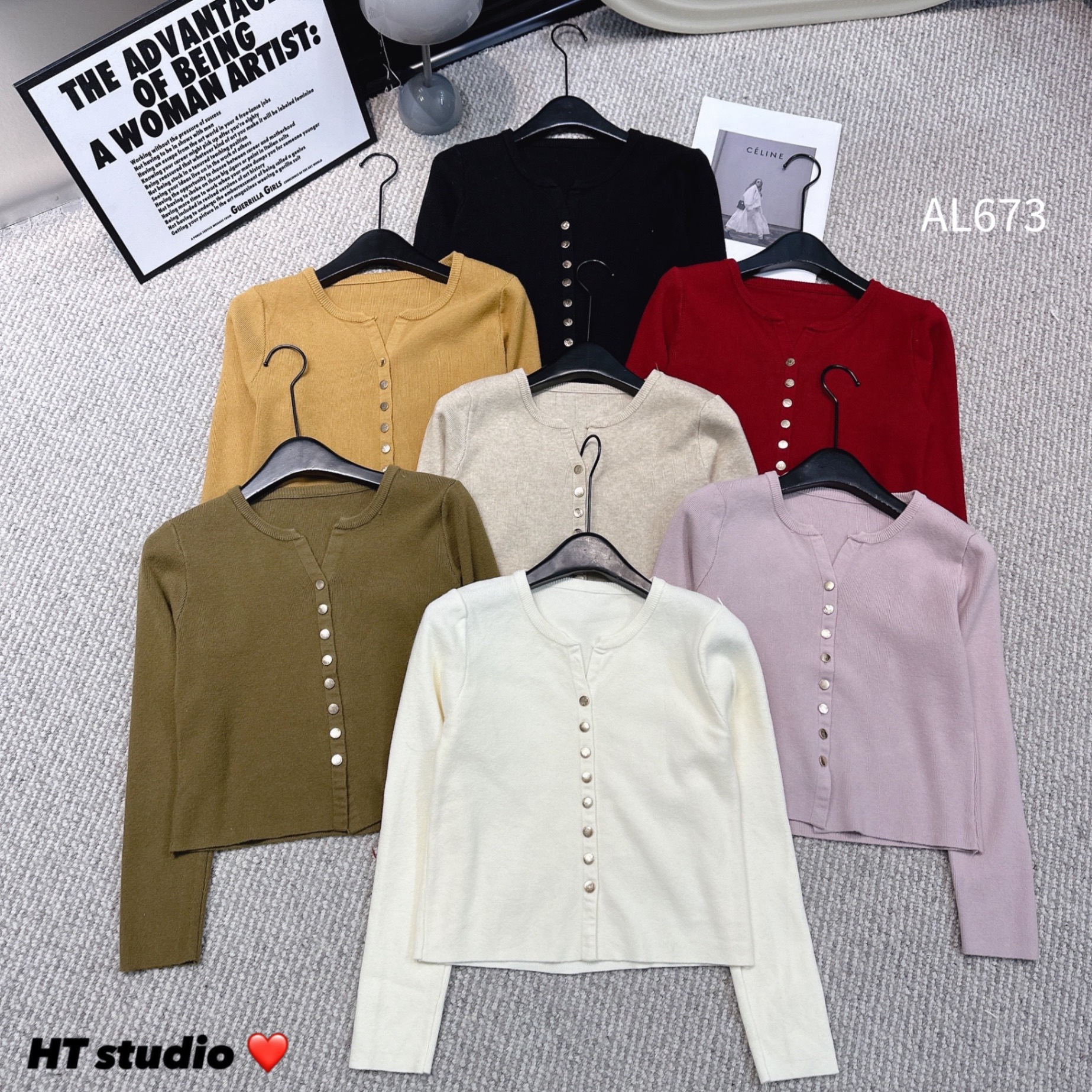 AL673 áo cardigan 8 cúc dọc