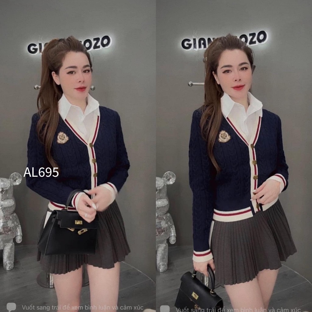 AL695 cardigan huy hiệu