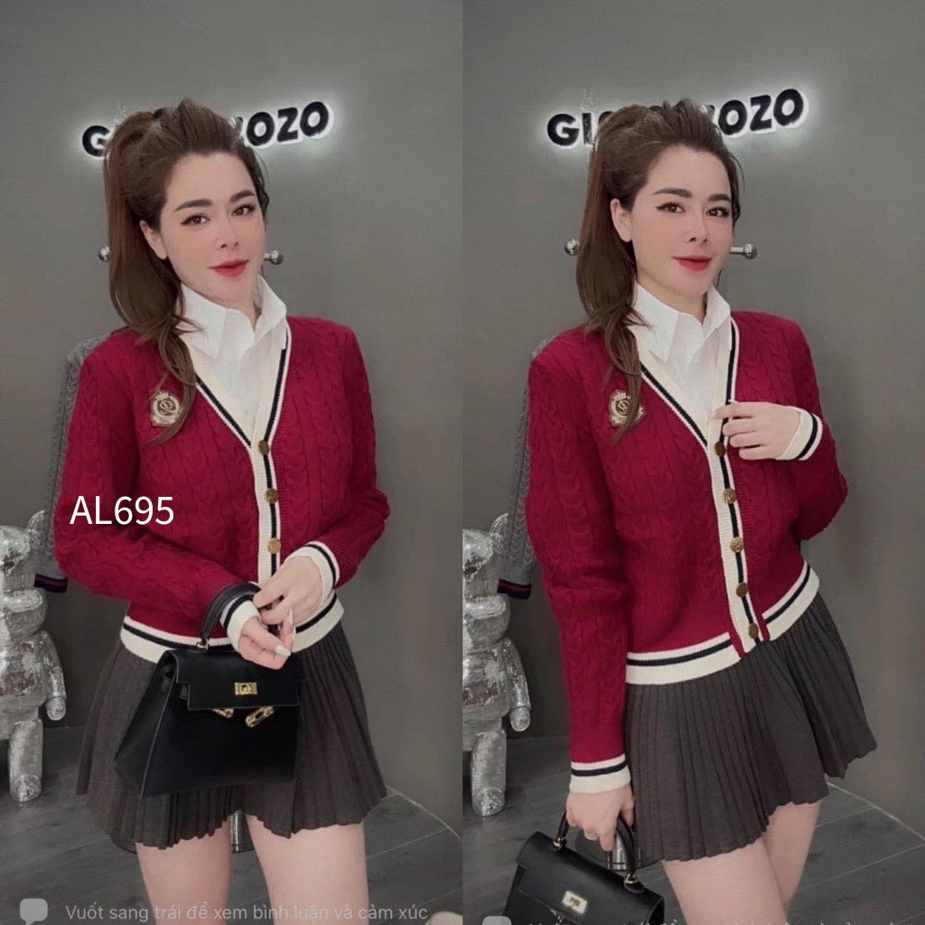 AL695 cardigan huy hiệu