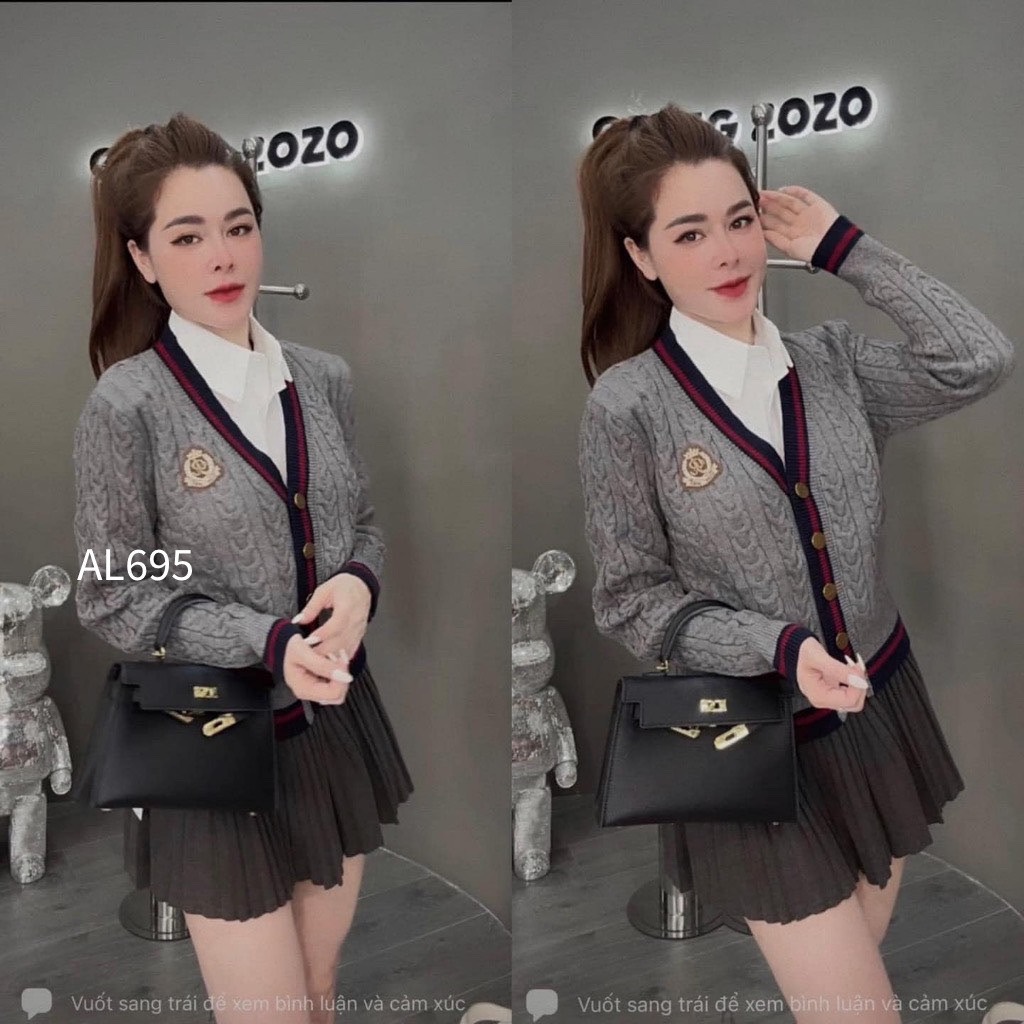 AL695 cardigan huy hiệu