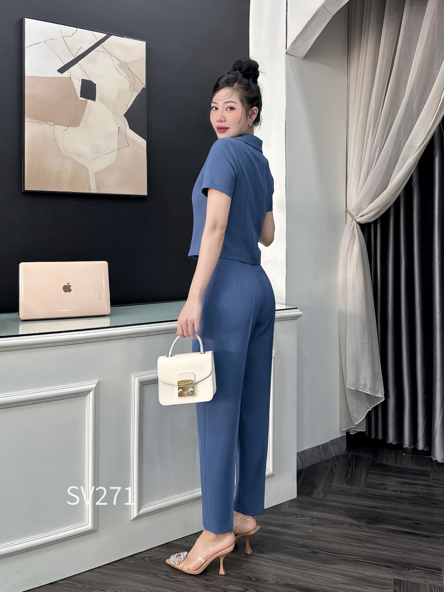 SV271 set vest áo cộc cổ B