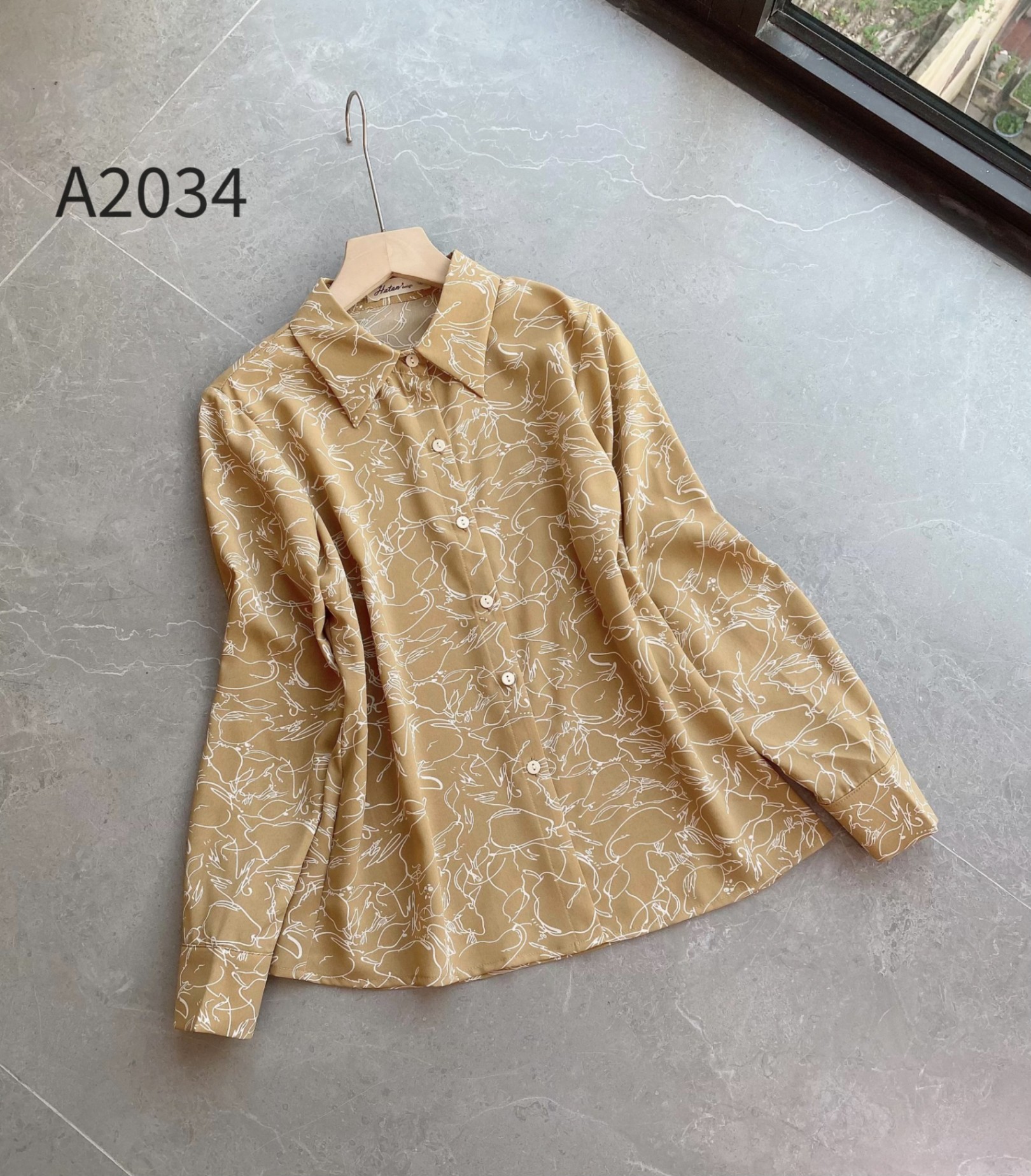 A2034 sơ mi quả lê dài tay