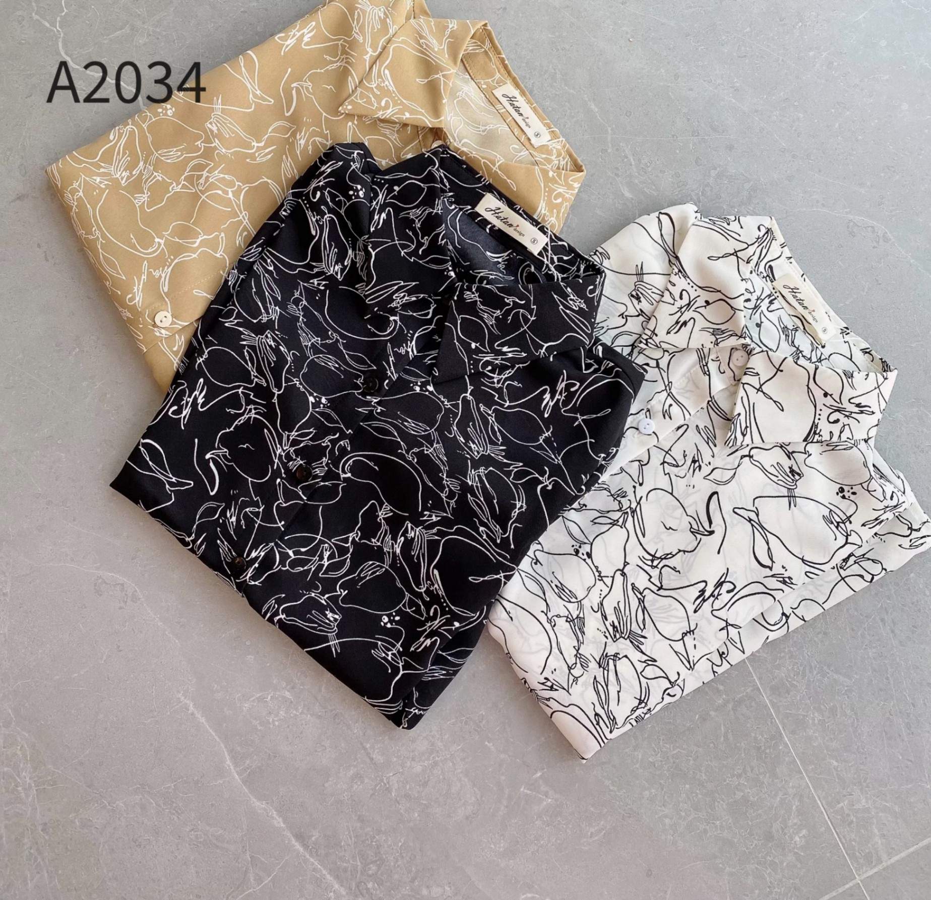 A2034 sơ mi quả lê dài tay