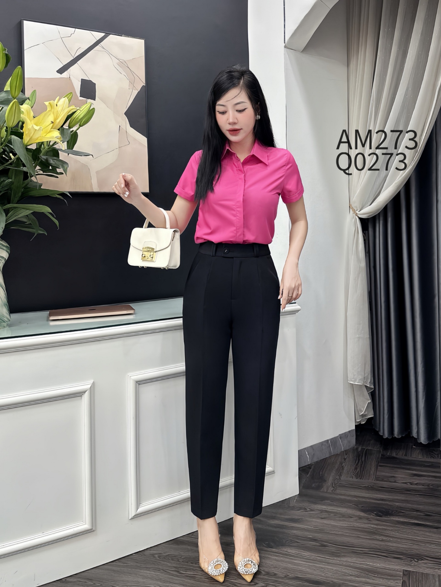 Q0273 quần baggy cúc lệch