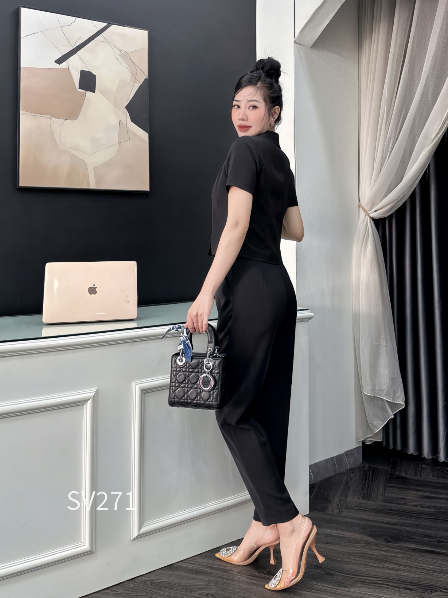 SV271 set vest áo cộc cổ B