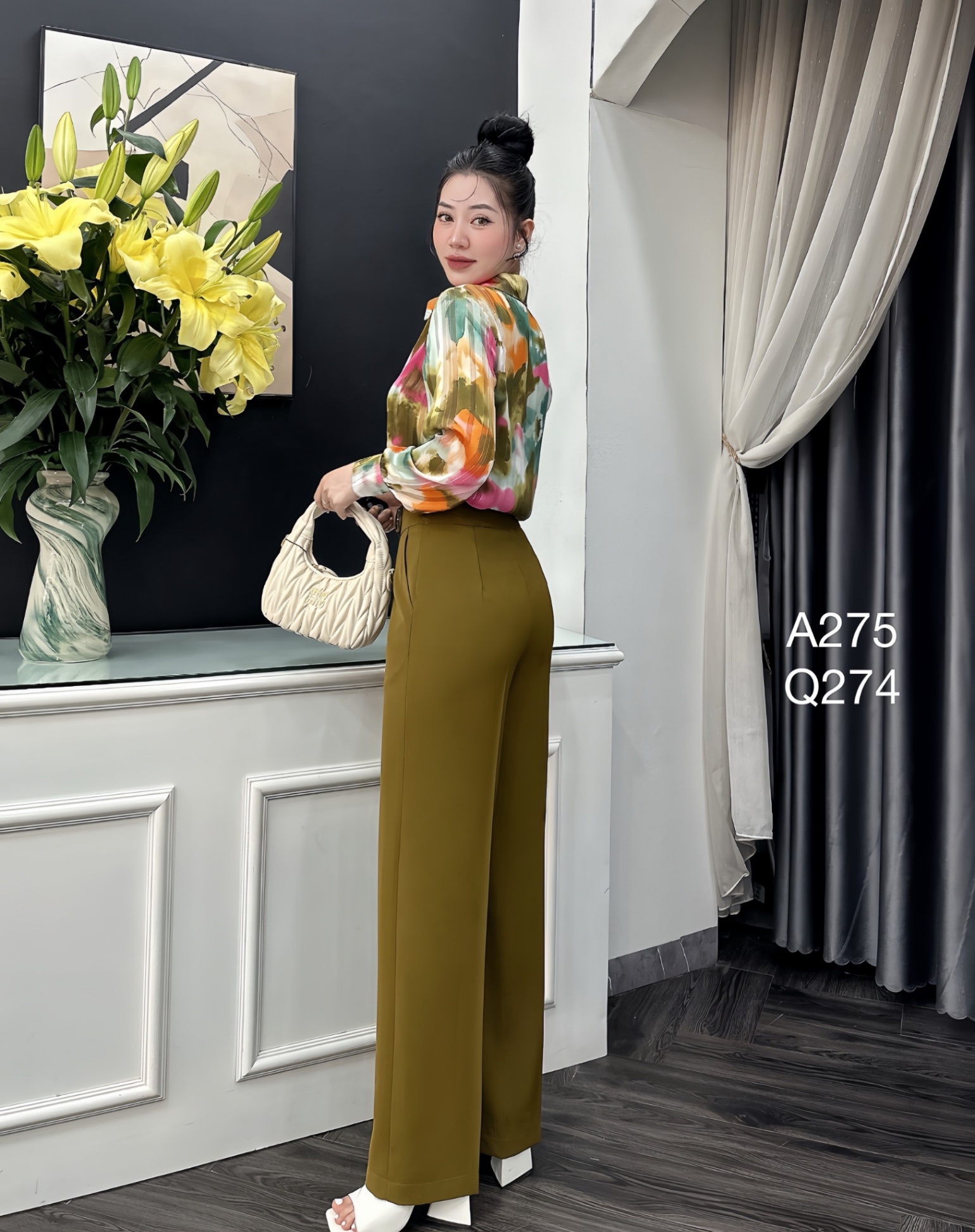 Q274 quần xuông đai vuông nhọn