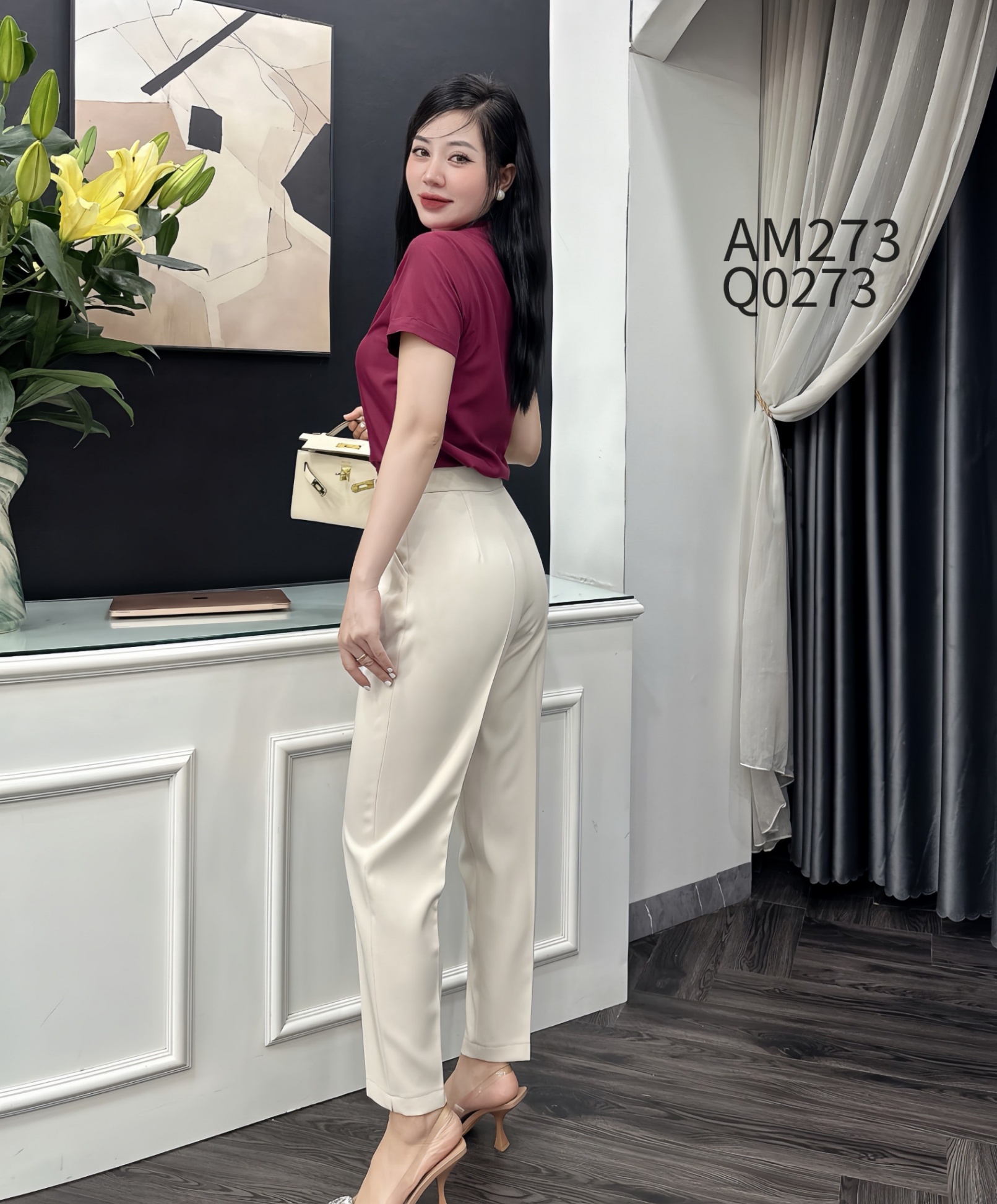 Q0273 quần baggy cúc lệch