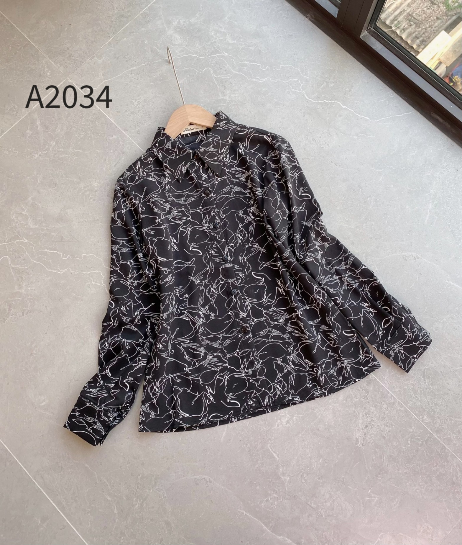 A2034 sơ mi quả lê dài tay