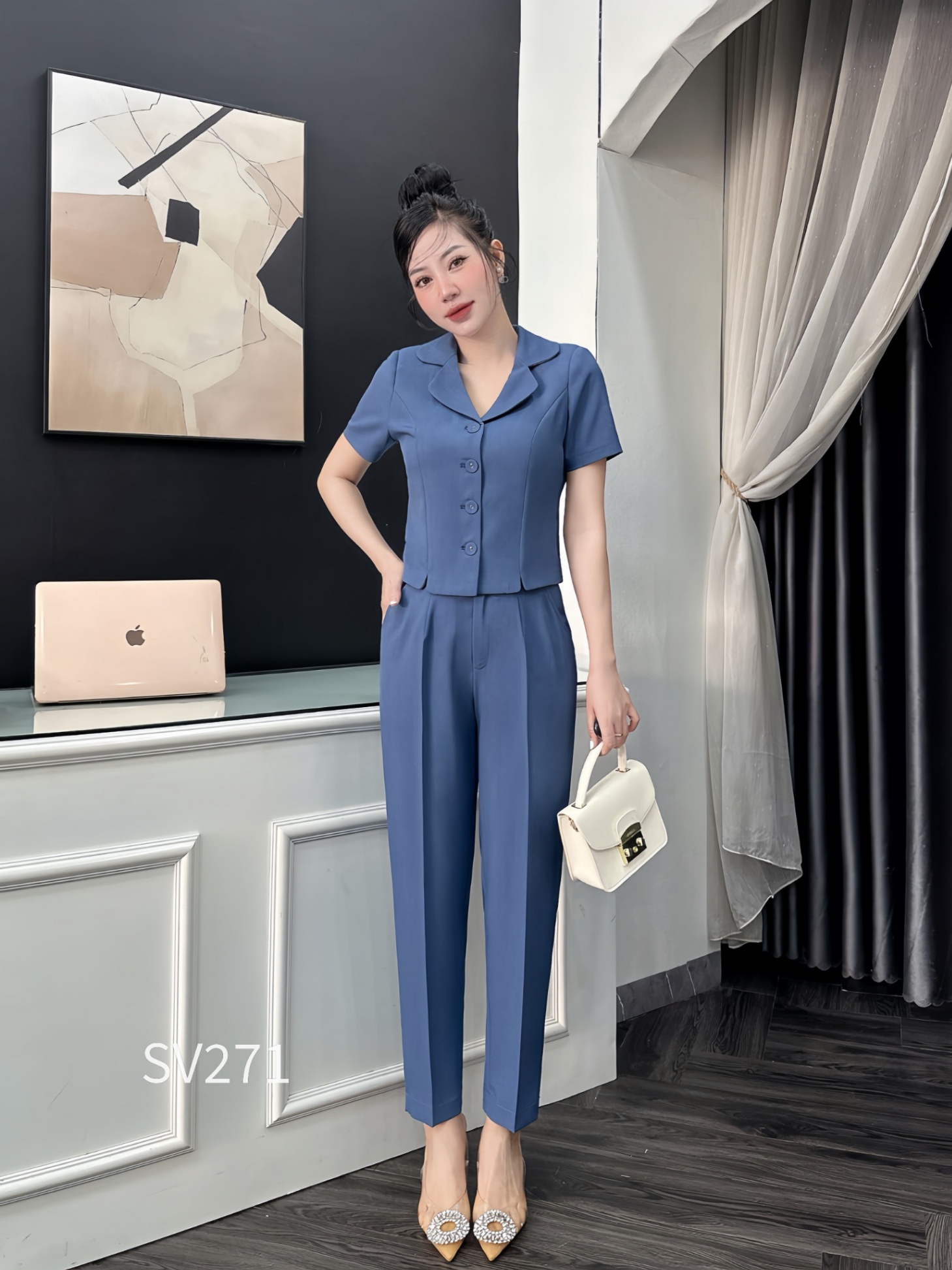 SV271 set vest áo cộc cổ B