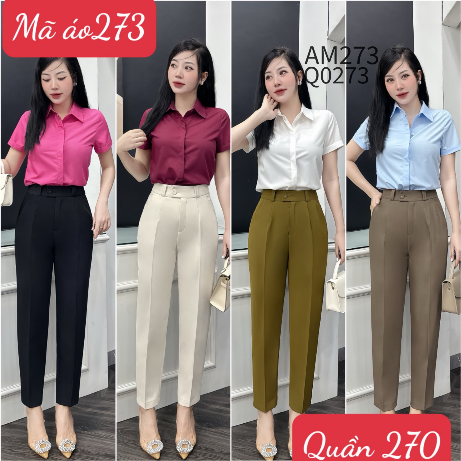 Q0273 quần baggy cúc lệch