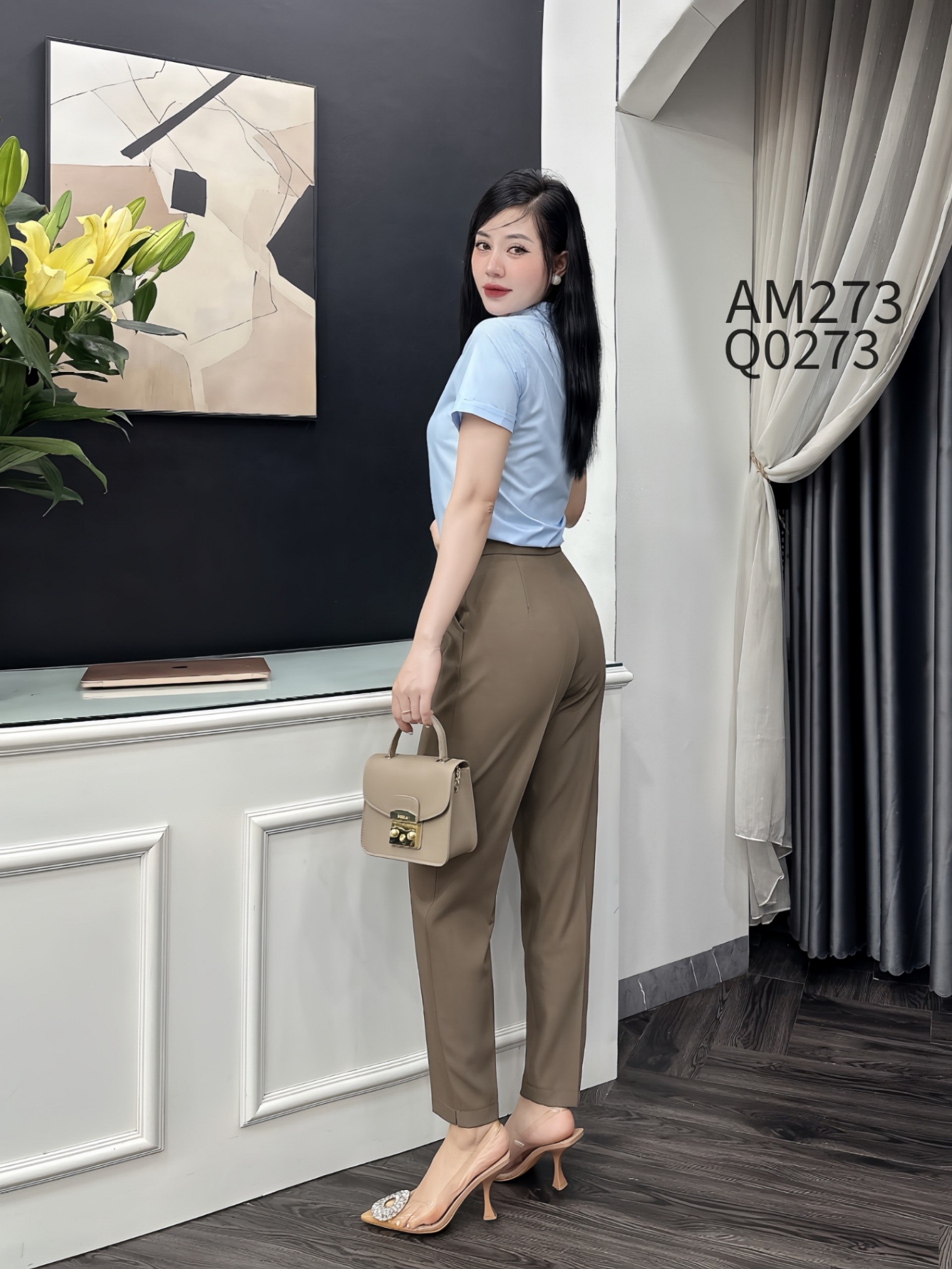 Q0273 quần baggy cúc lệch