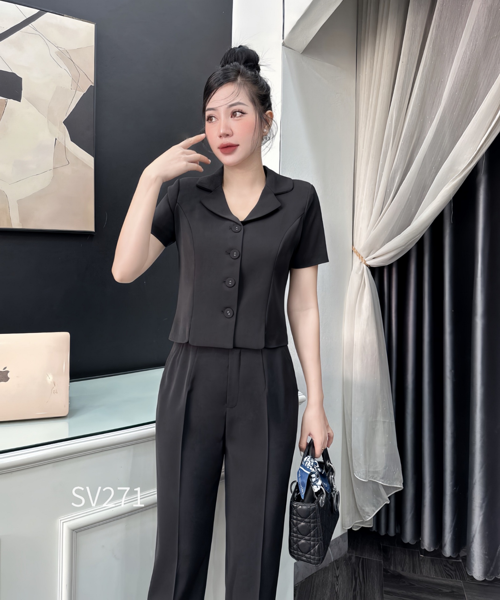 SV271 set vest áo cộc cổ B