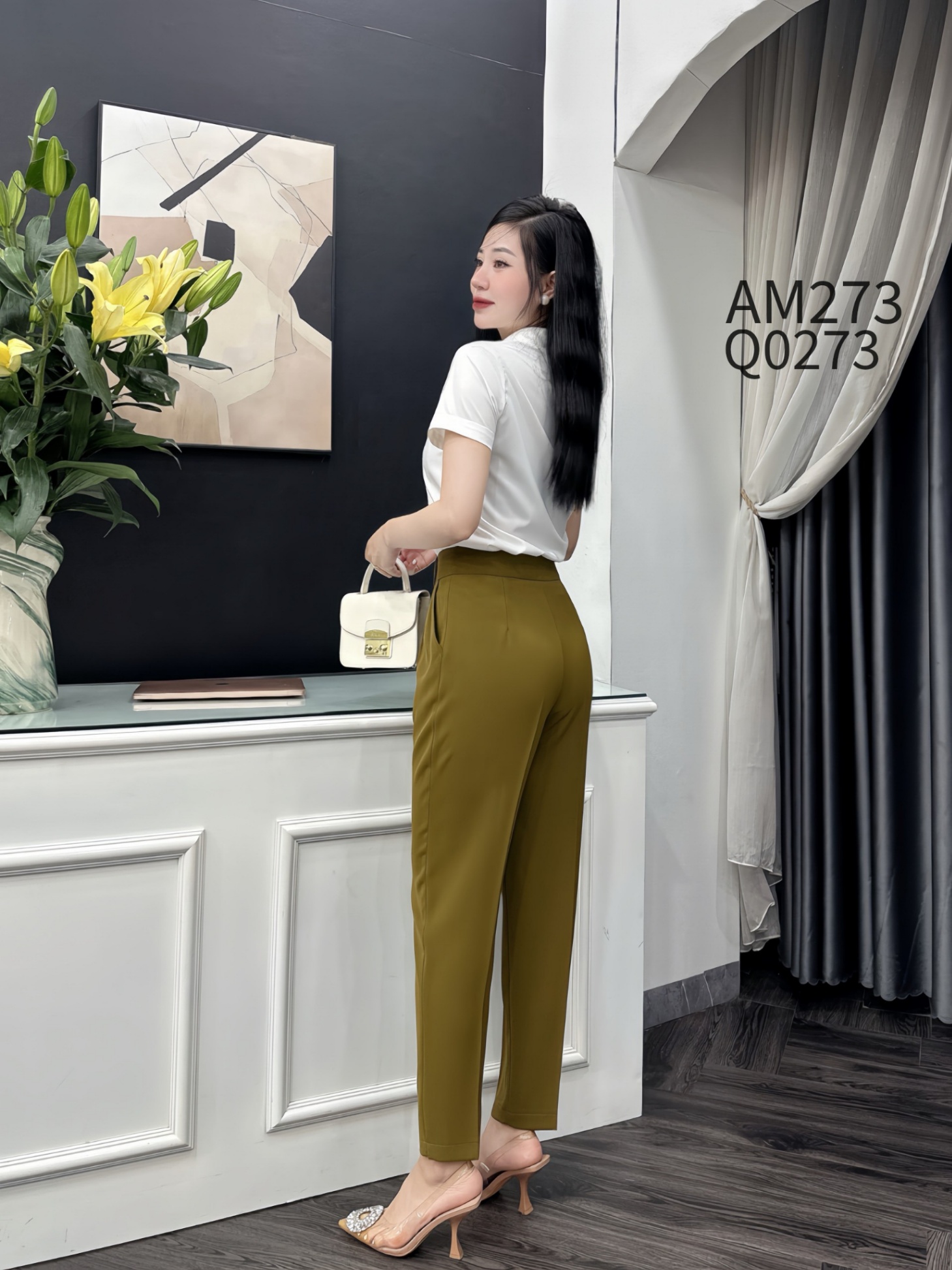 Q0273 quần baggy cúc lệch