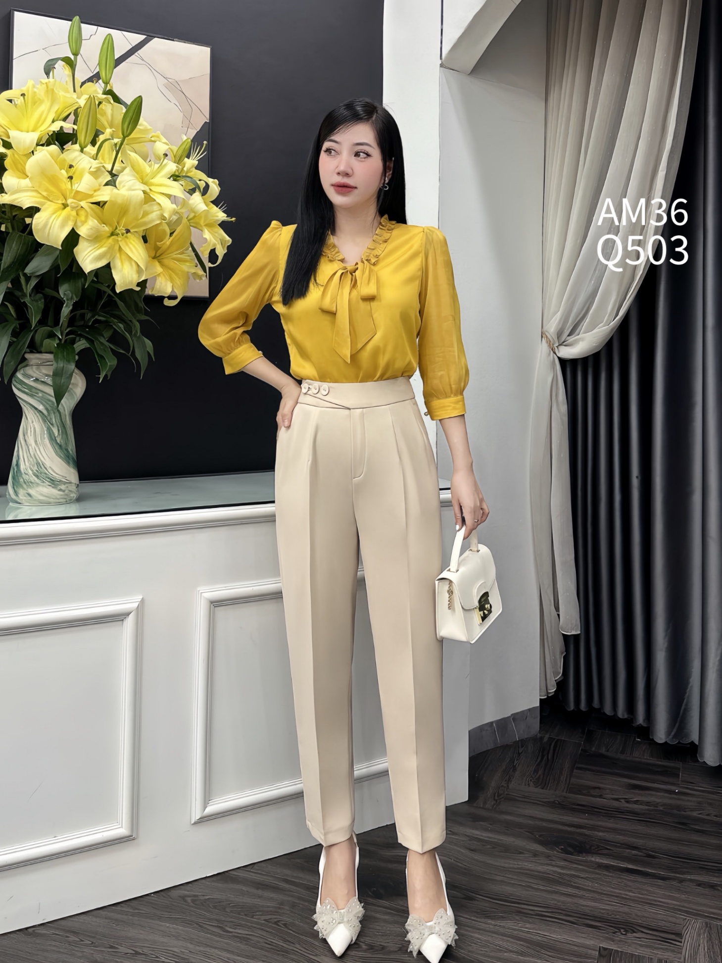 Q503 quần baggy 3 cúc lệch