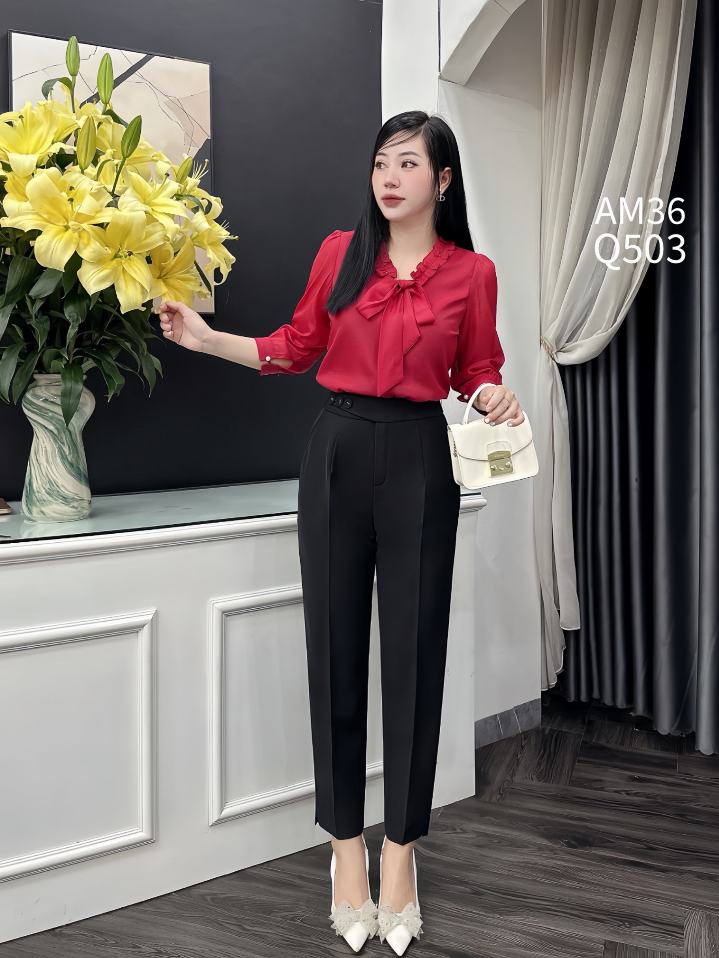 Q503 quần baggy 3 cúc lệch