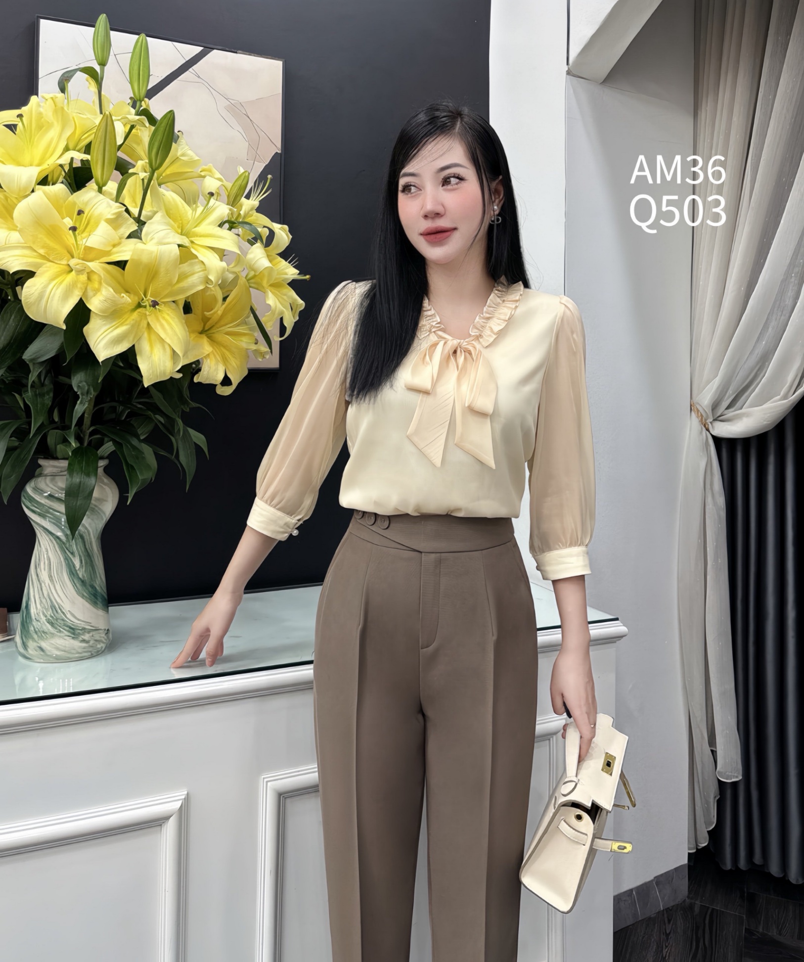 Q503 quần baggy 3 cúc lệch