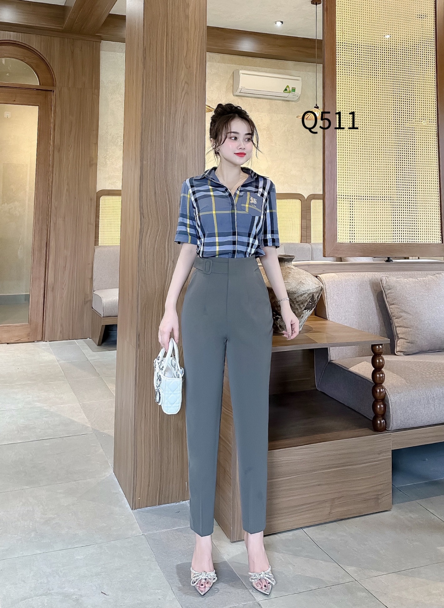 Q511 quần baggy đai vuông lệch