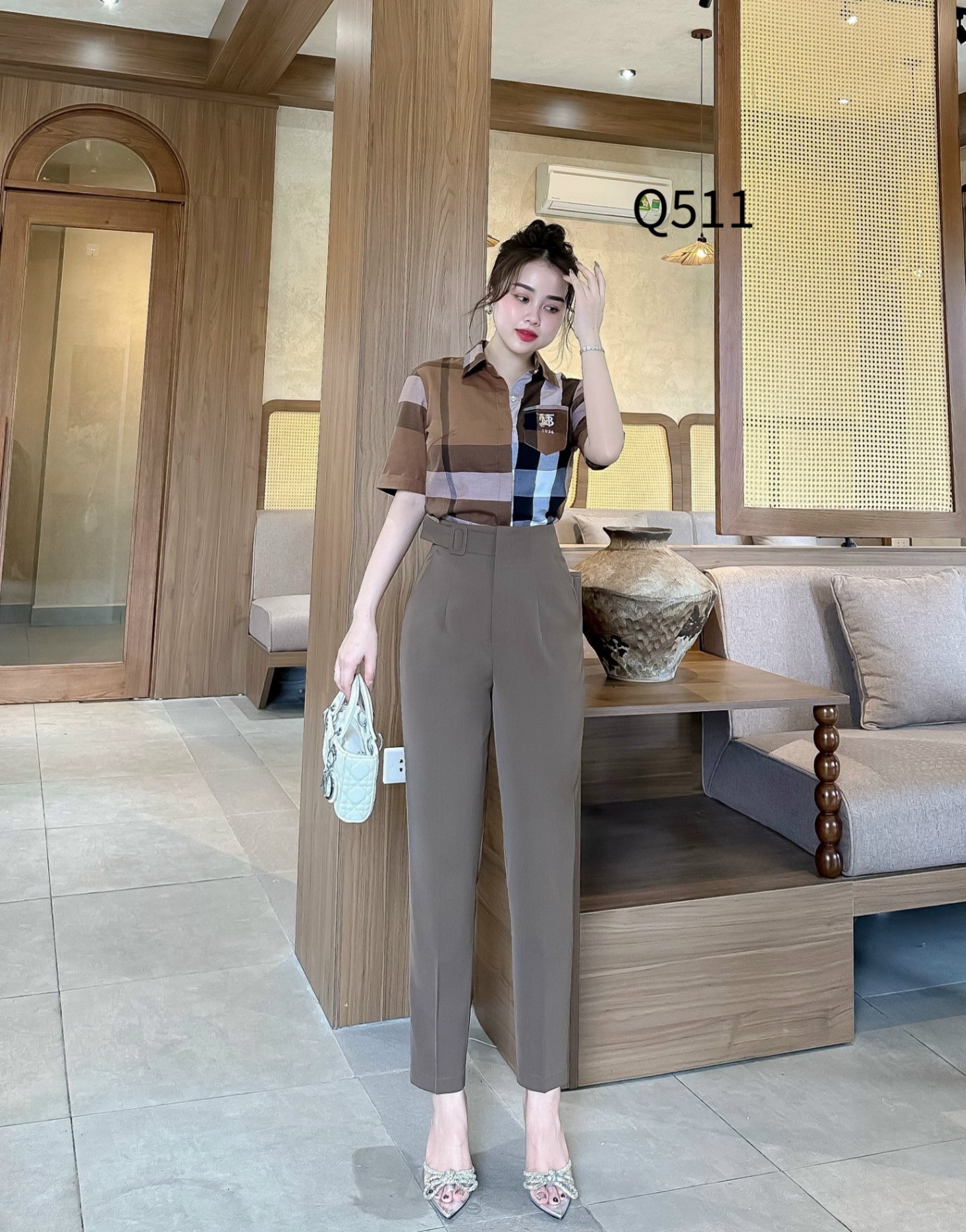 Q511 quần baggy đai vuông lệch