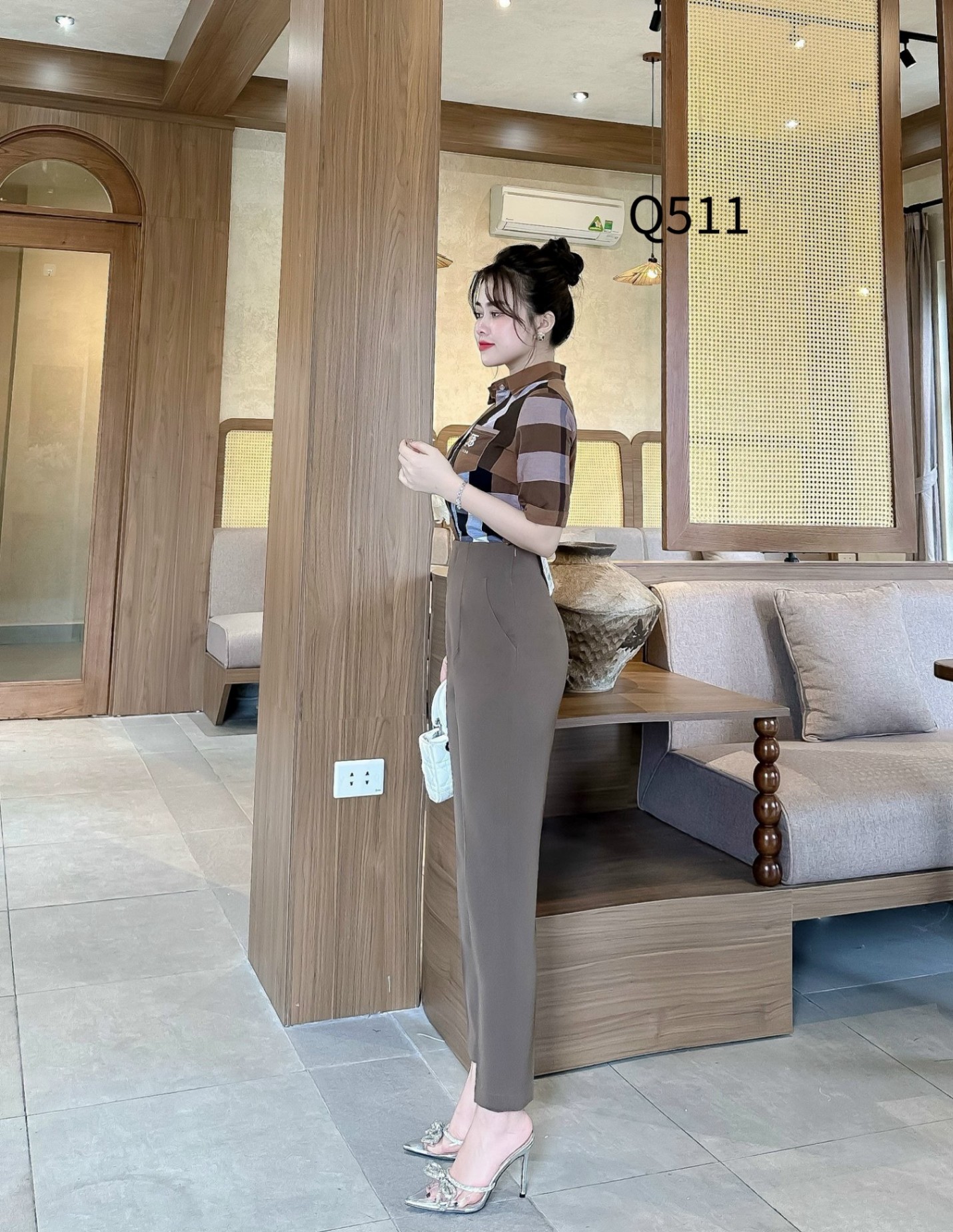 Q511 quần baggy đai vuông lệch