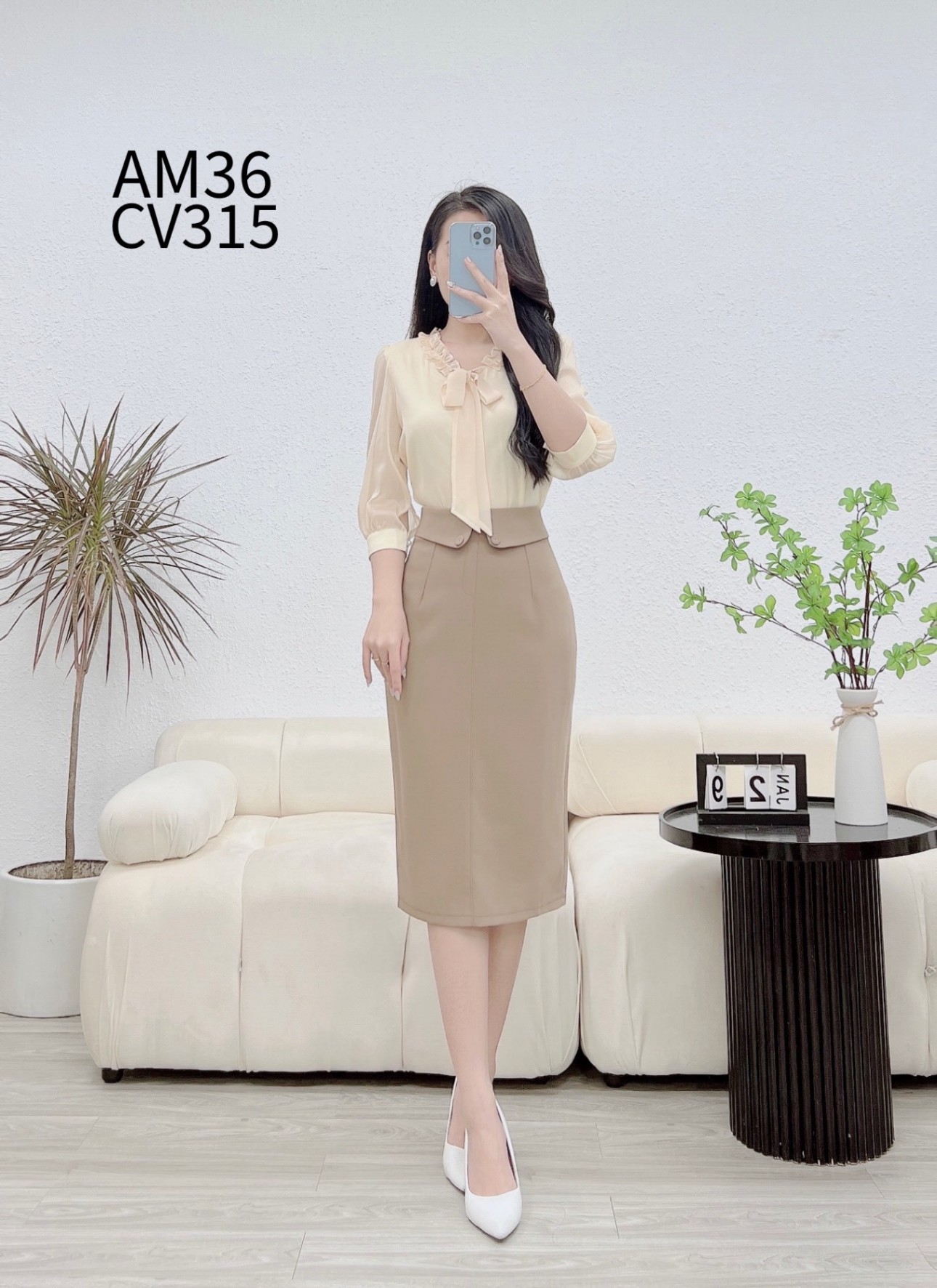 CV315 CV bút chì 2 vạt cúc