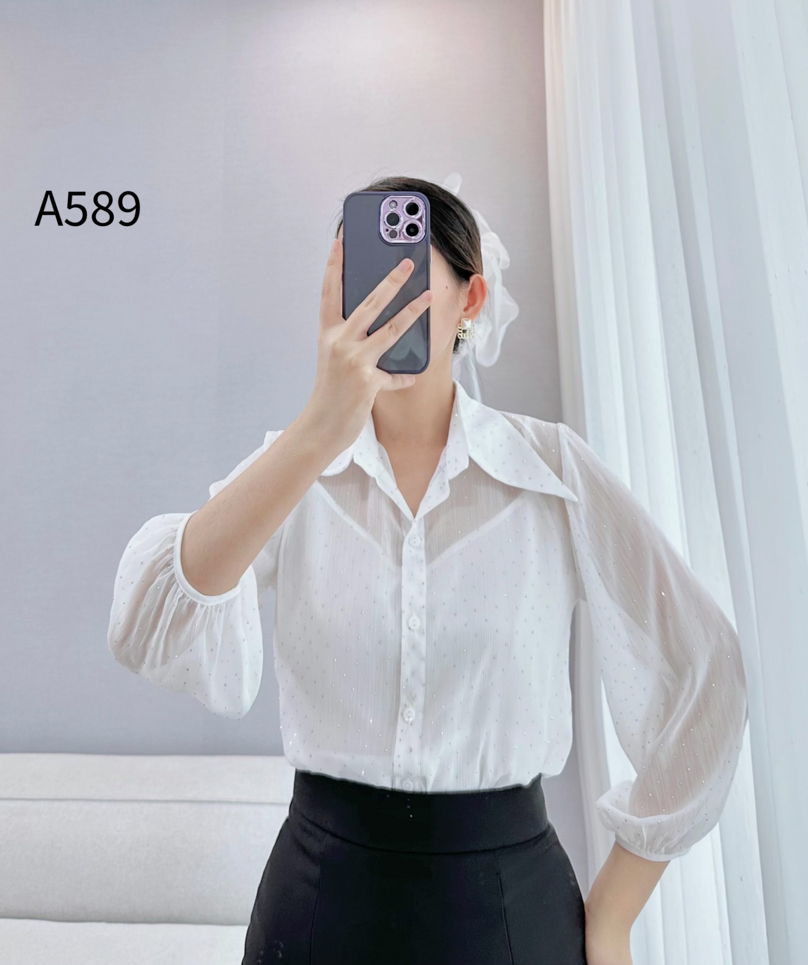 A589 set áo tơ đính đá