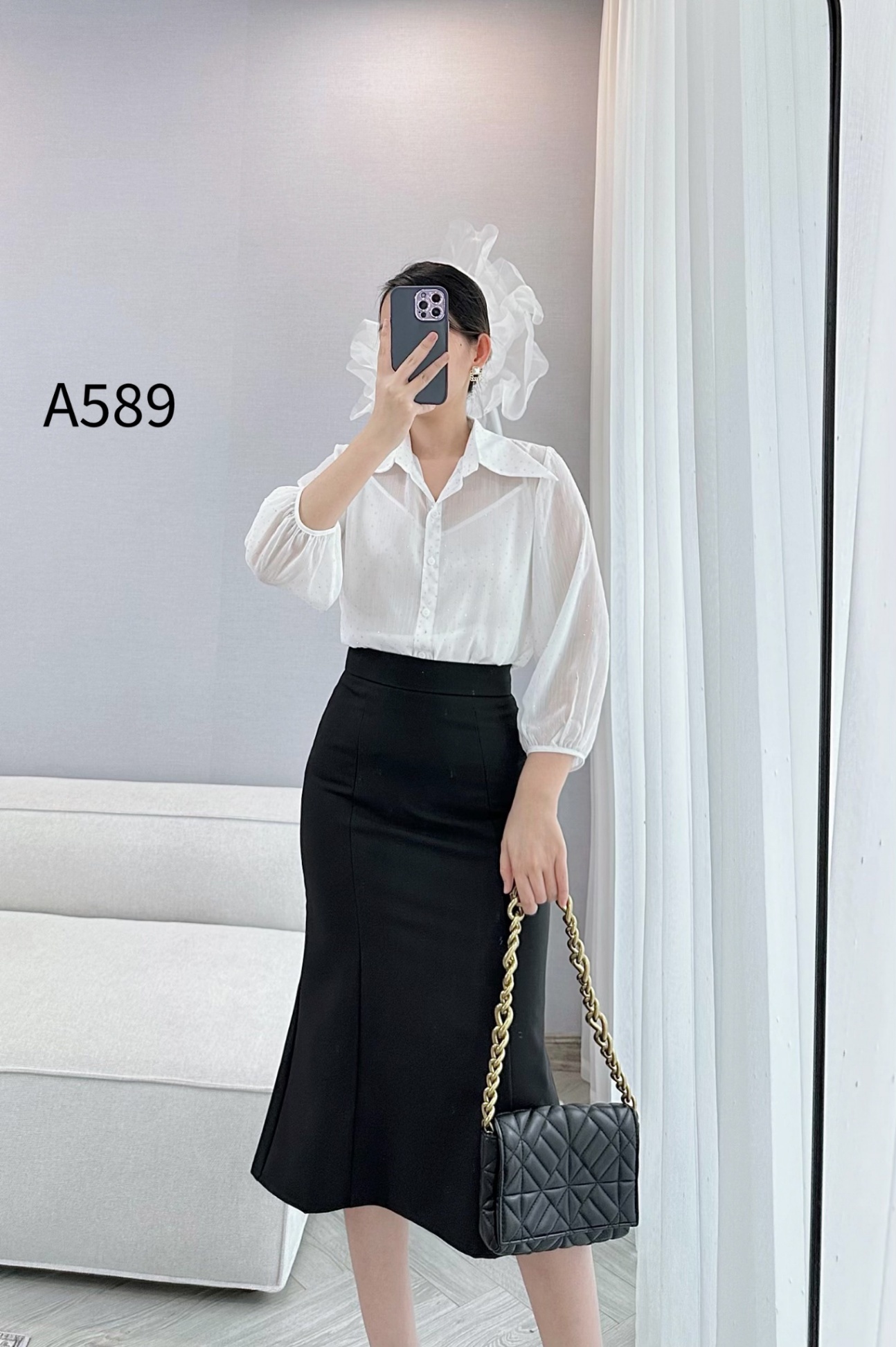 A589 set áo tơ đính đá