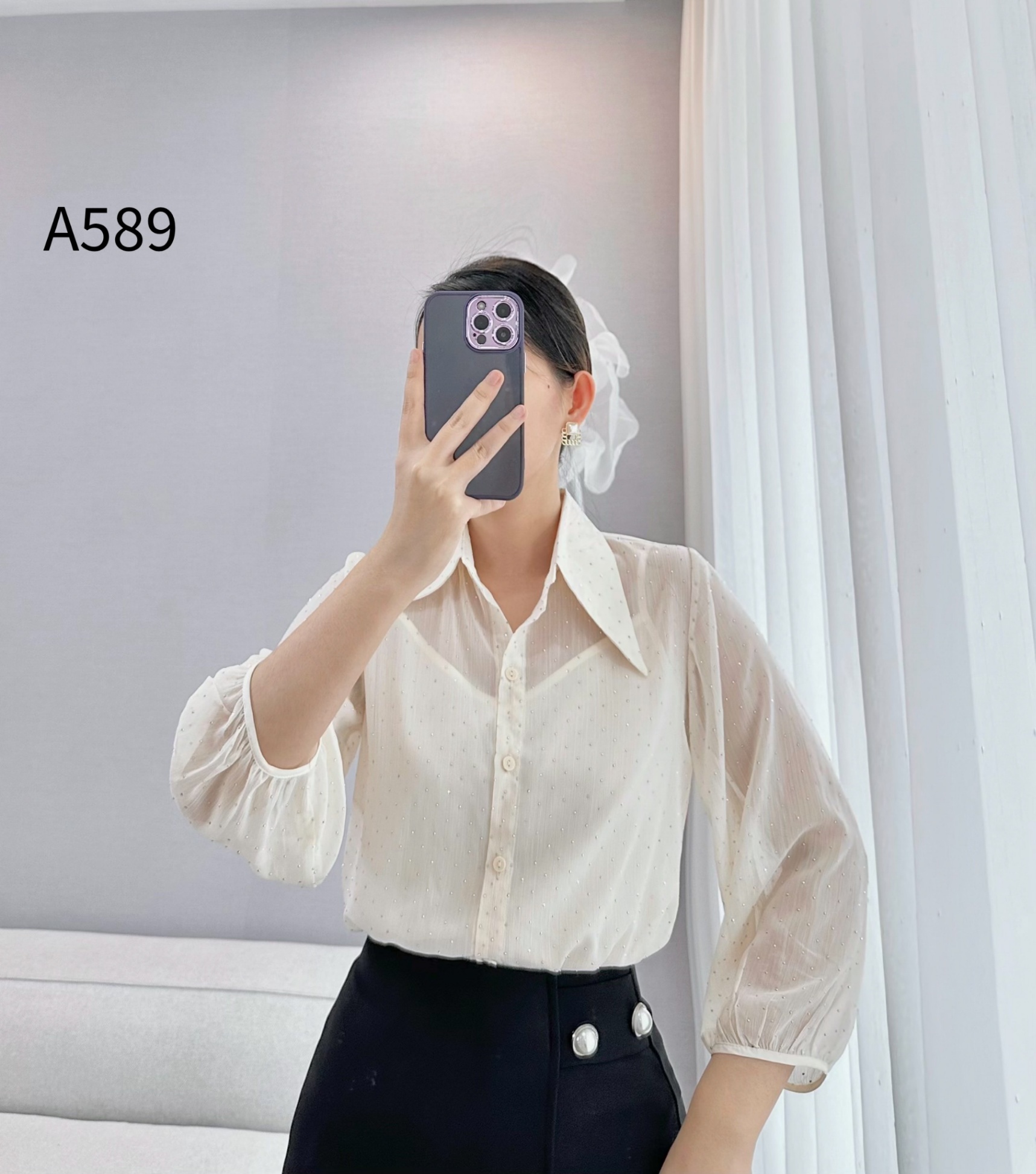 A589 set áo tơ đính đá