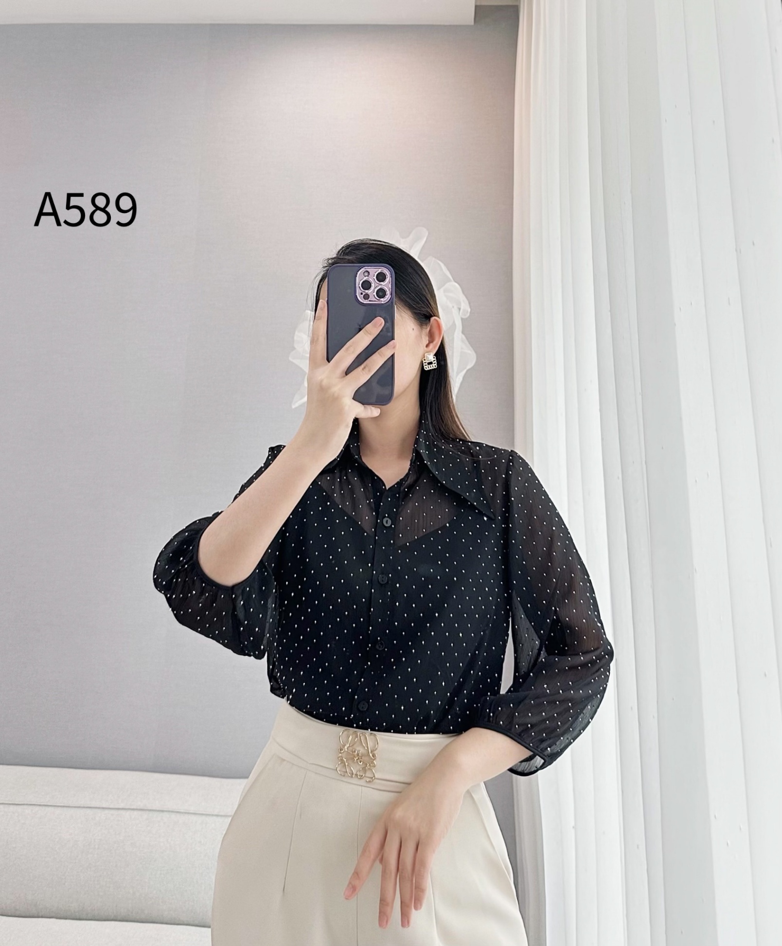 A589 set áo tơ đính đá