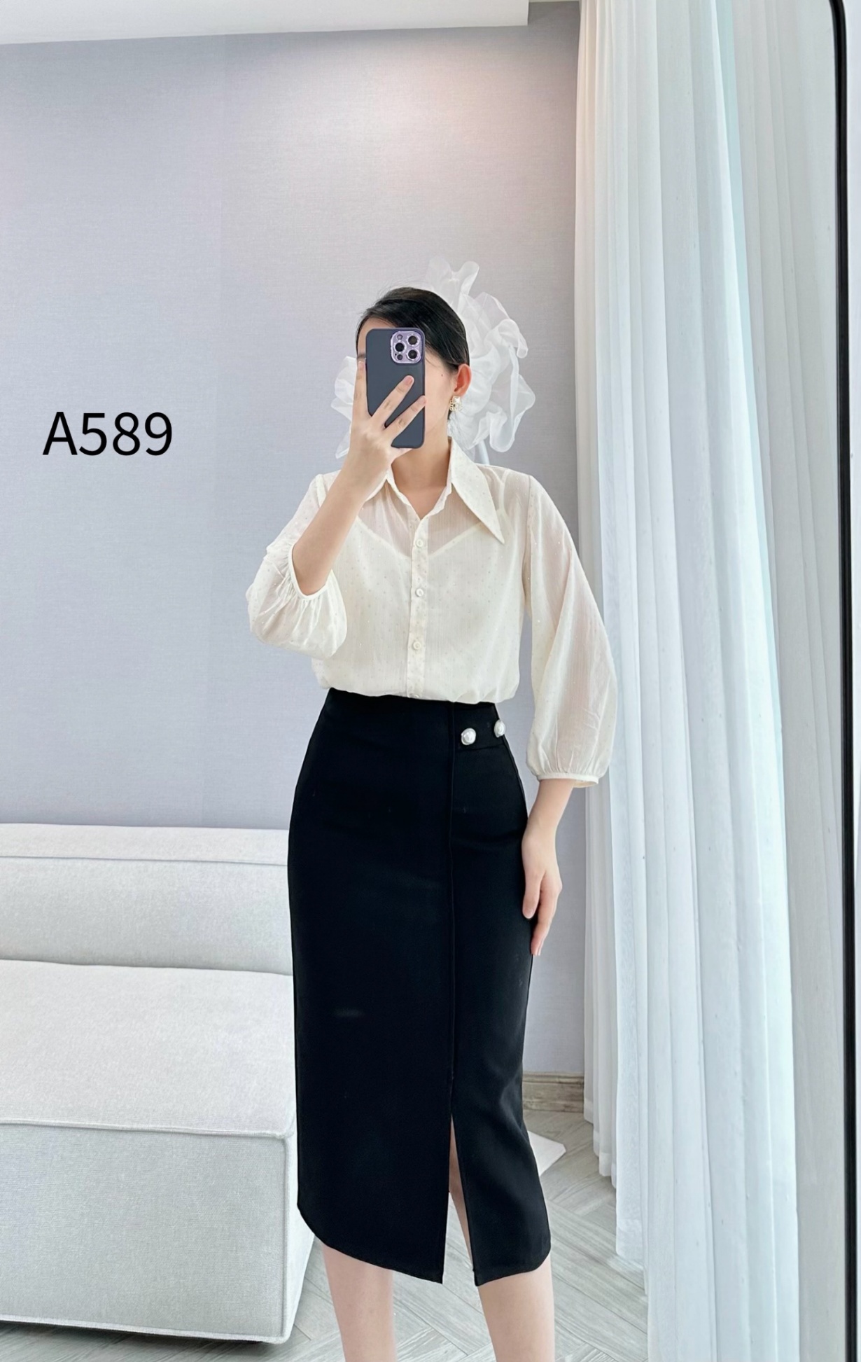 A589 set áo tơ đính đá