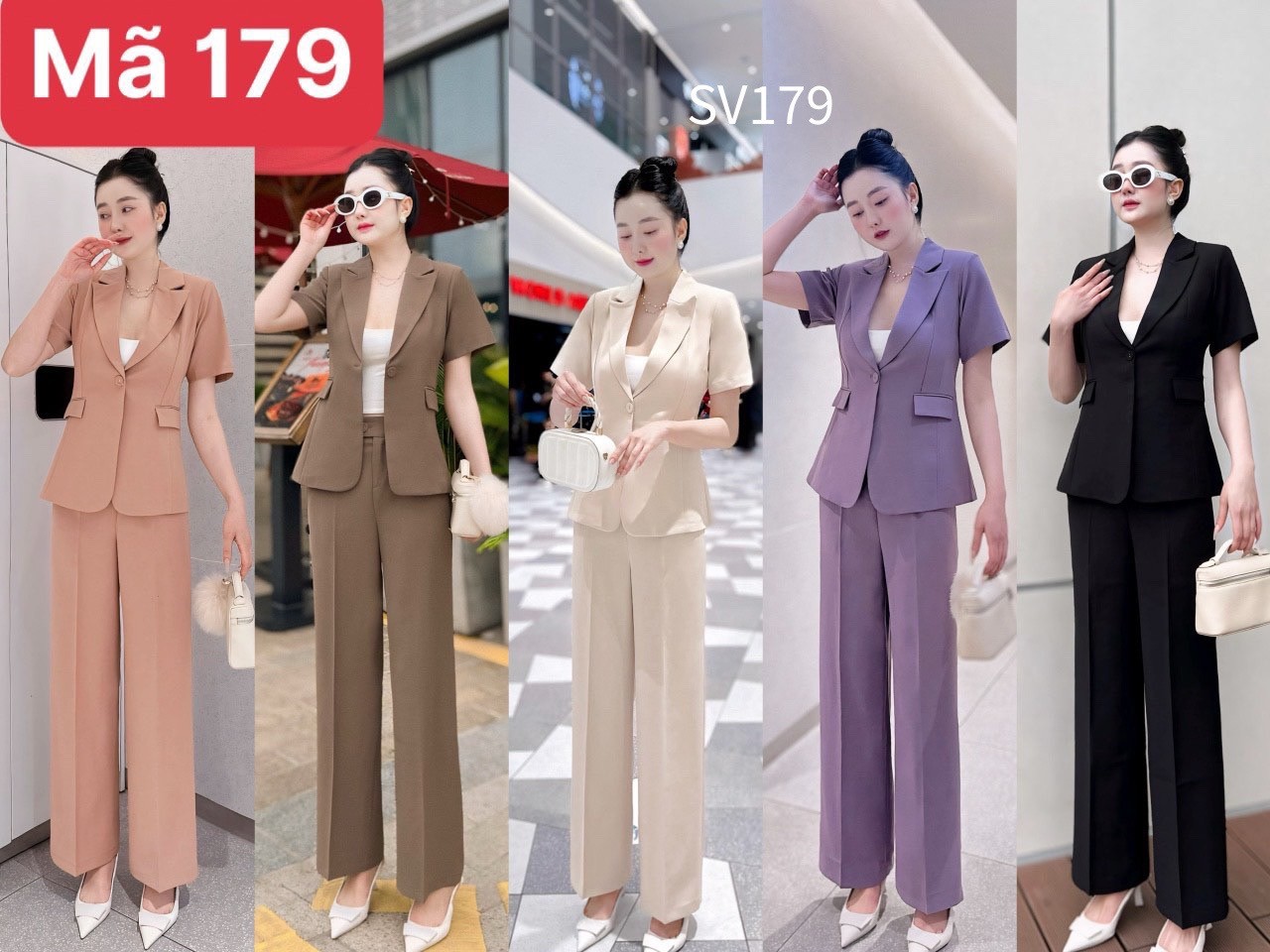 SV179 set vest cổ vếch quần xuông