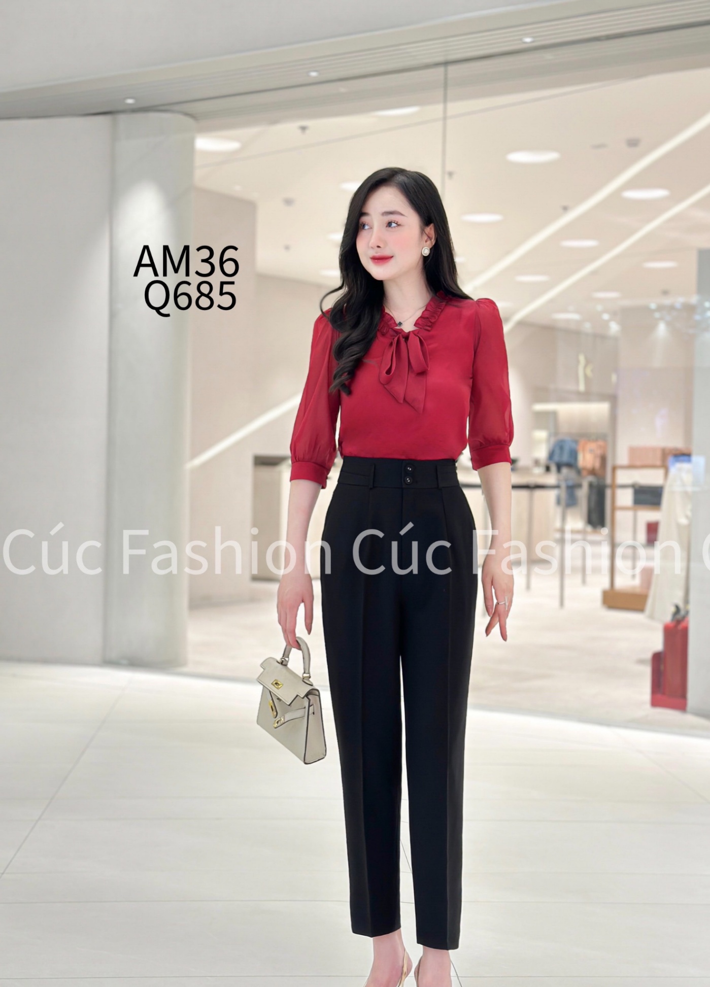 Q685 Quần baggy 2 cúc viền 2 ly