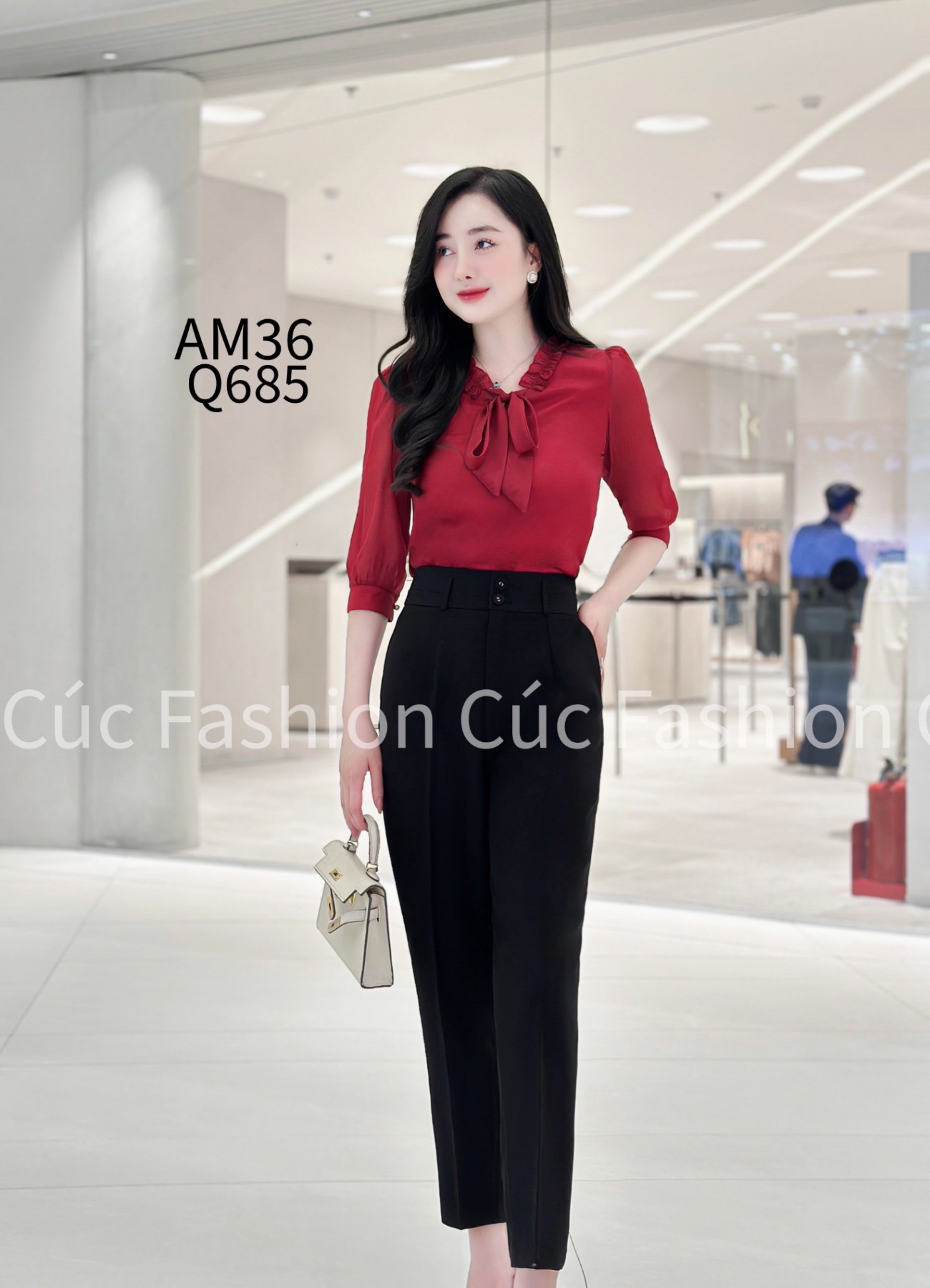 Q685 Quần baggy 2 cúc viền 2 ly