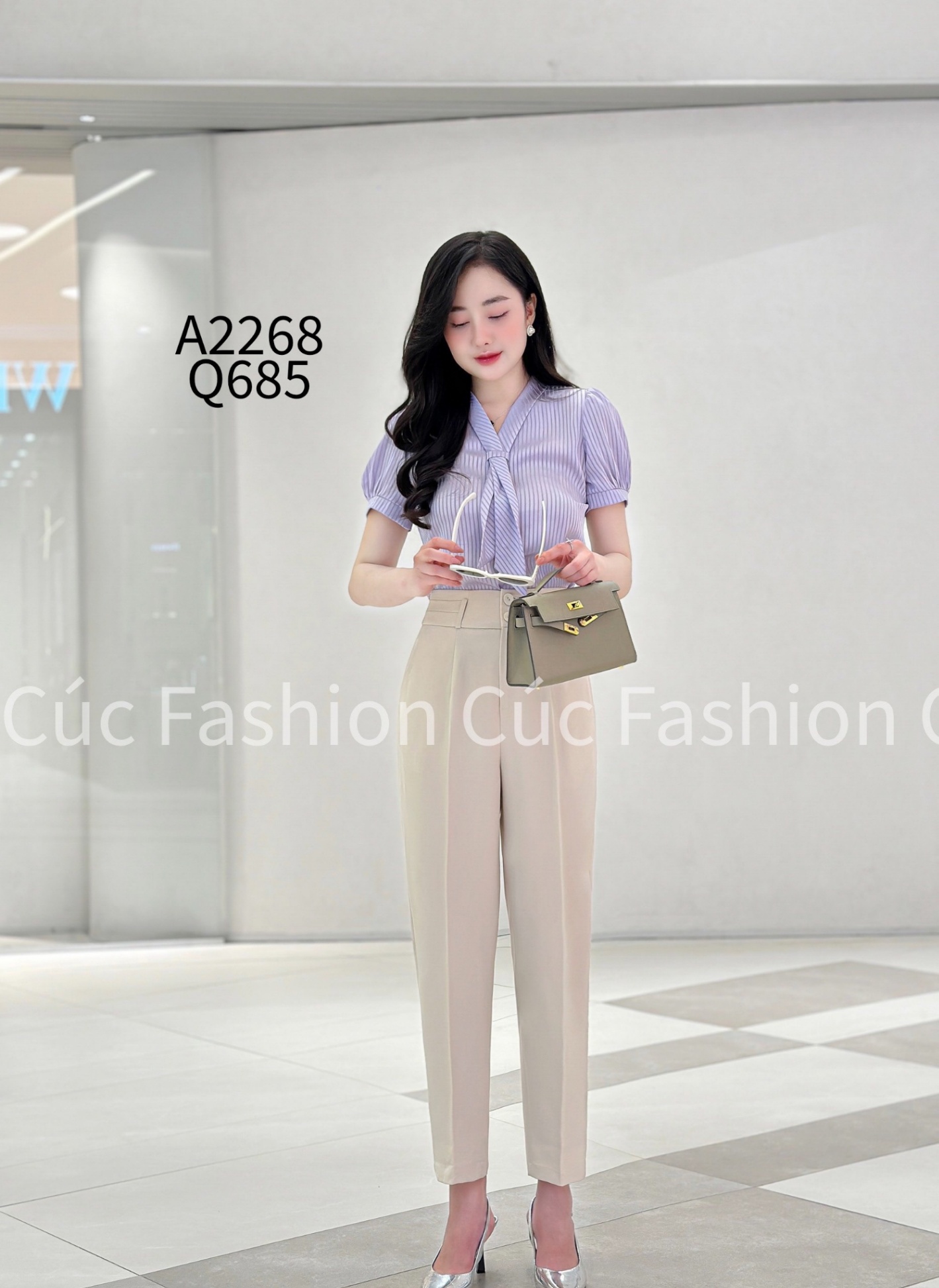 Q685 Quần baggy 2 cúc viền 2 ly