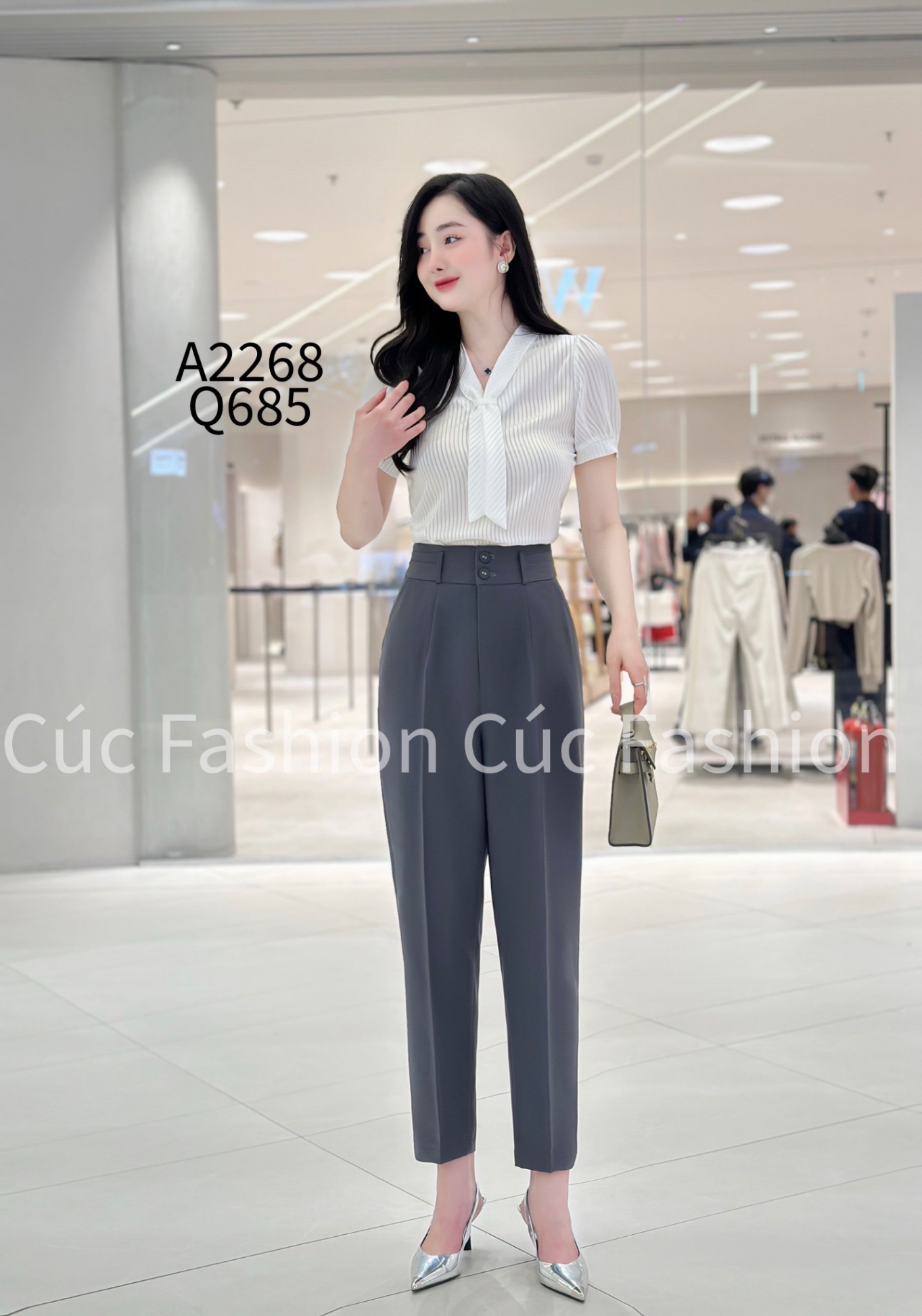 Q685 Quần baggy 2 cúc viền 2 ly