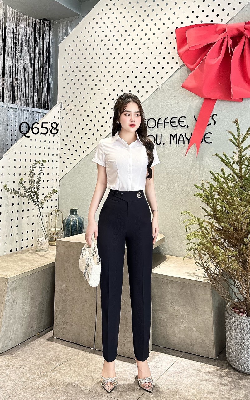 Q658 quần baggy 3 cúc tag lệch