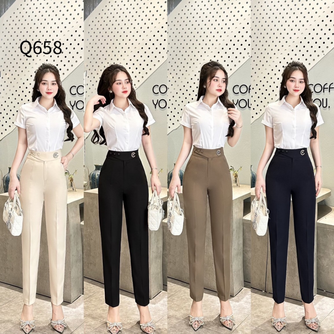 Q658 quần baggy 3 cúc tag lệch