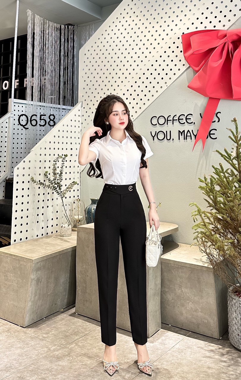 Q658 quần baggy 3 cúc tag lệch