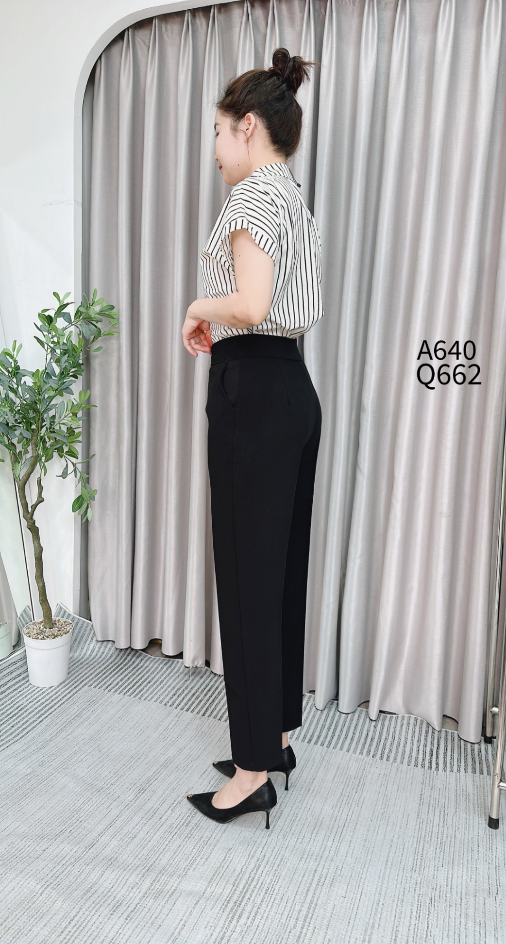 Q662 quần QC baggy lửng đai vàng