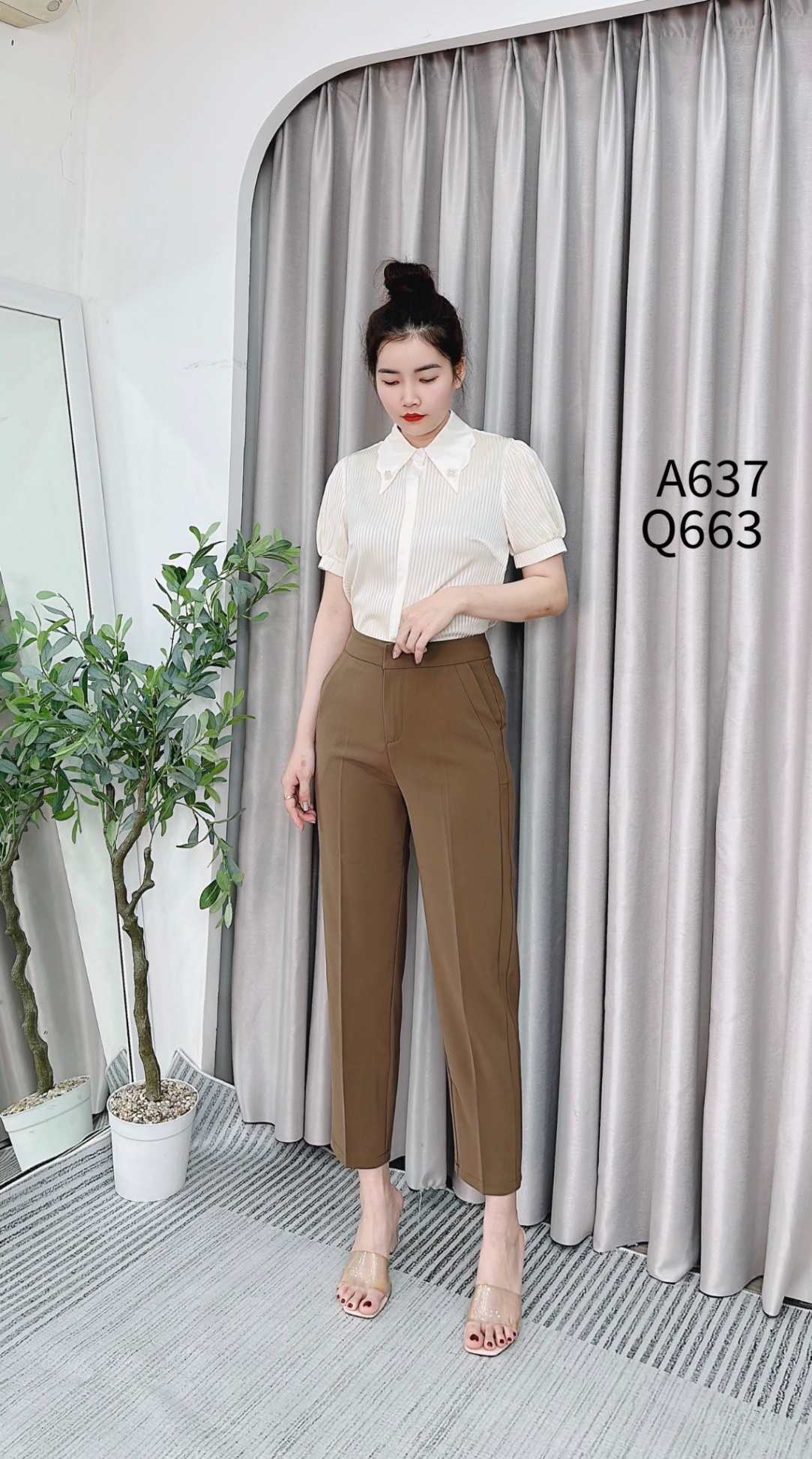 Q663 quần QC baggy lửng trơn