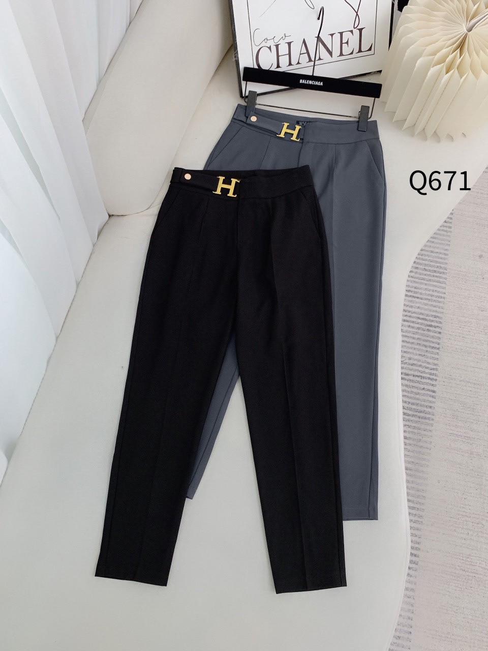 Q671 quần baggy đai chữ H