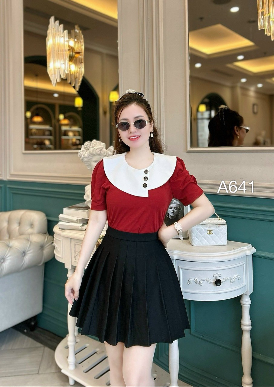 A641 áo ngắn tay 3 khuy miumiu