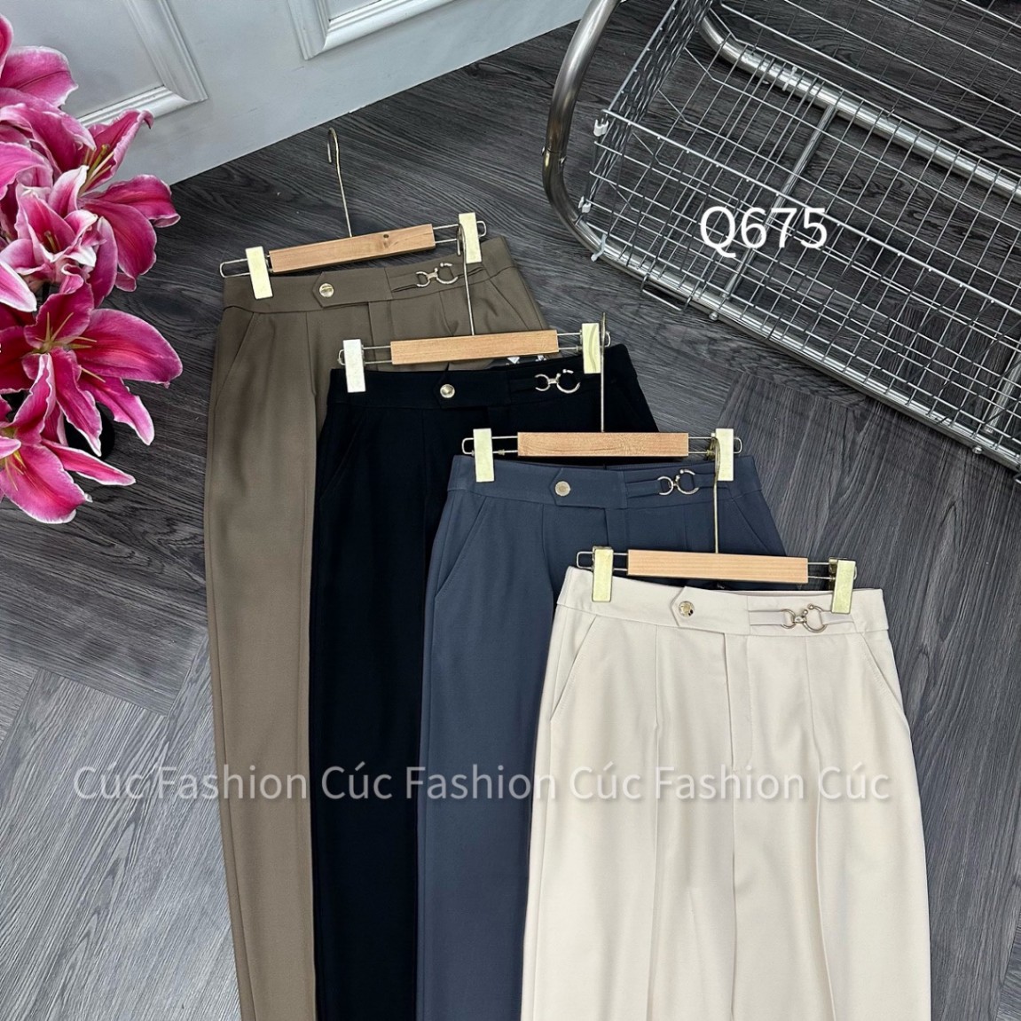 Q675 quần baggy 1 cúc đai móc lệch