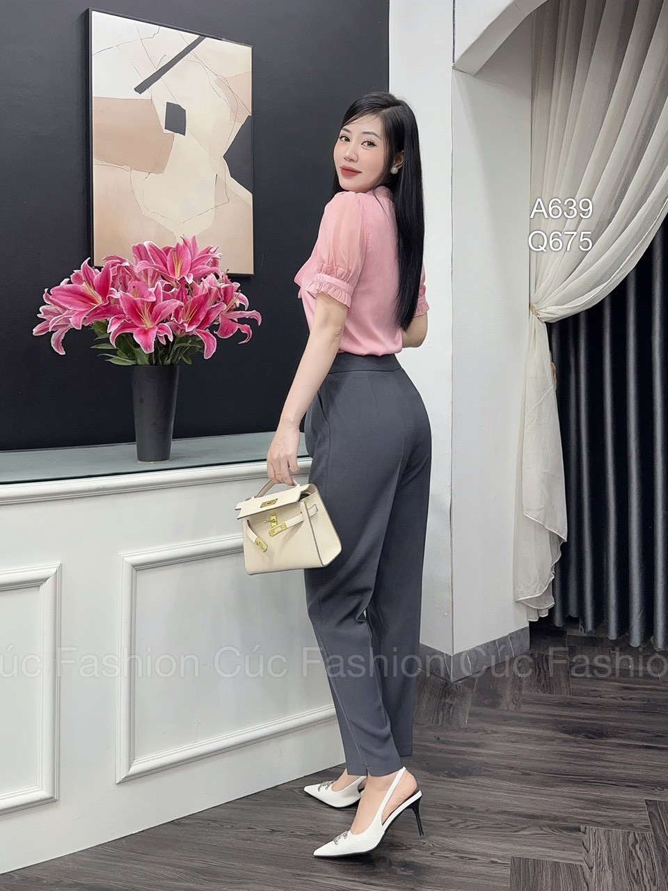 Q675 quần baggy 1 cúc đai móc lệch