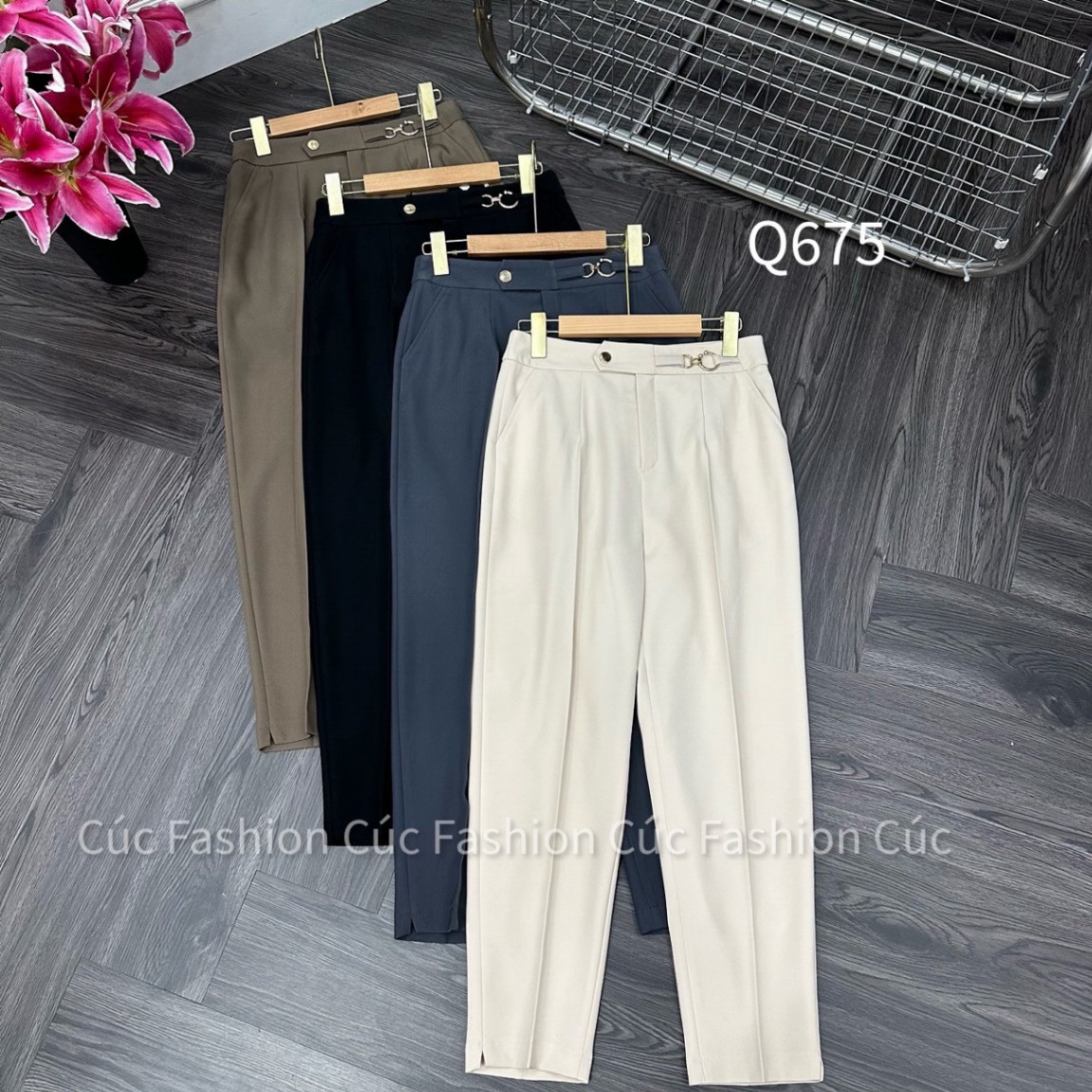 Q675 quần baggy 1 cúc đai móc lệch